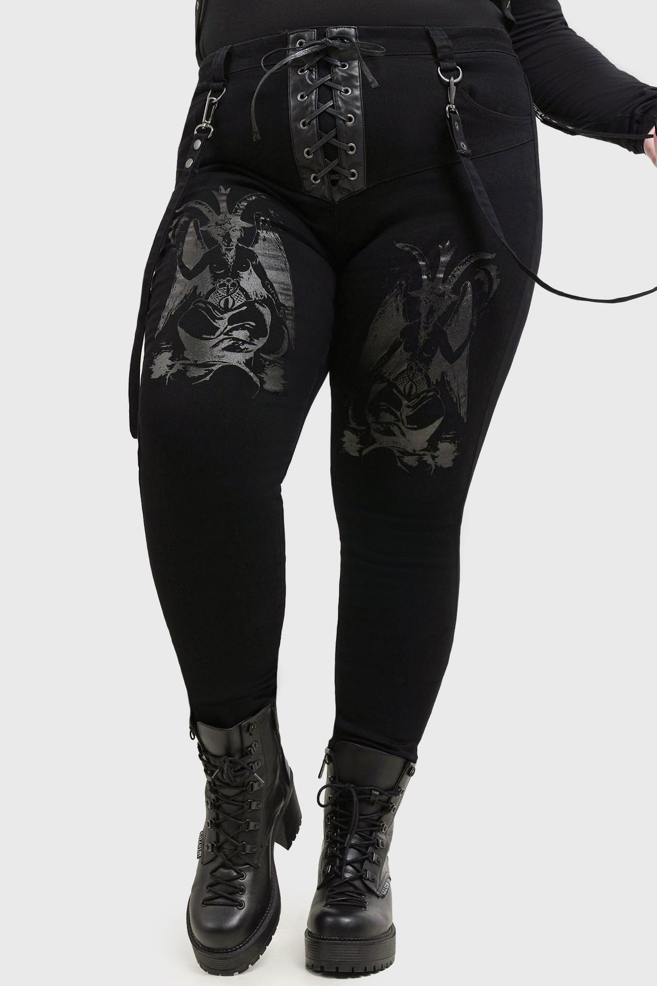 Killstar Baphster Stretch Cotton Jeans with Baphomet Print