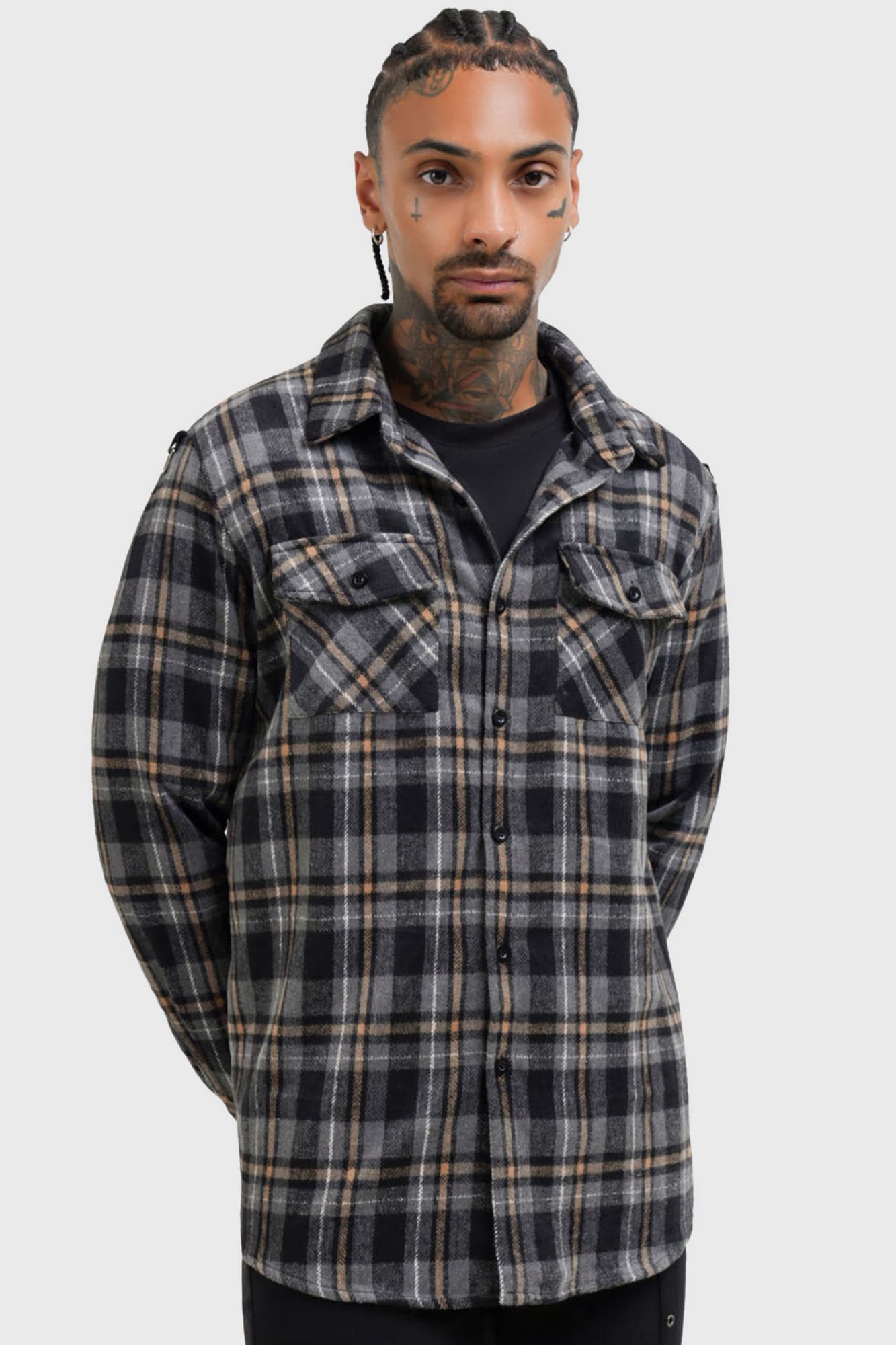 Killstar Burning Light Check Shirt - Soft Brushed Fabric, Relaxed Fit