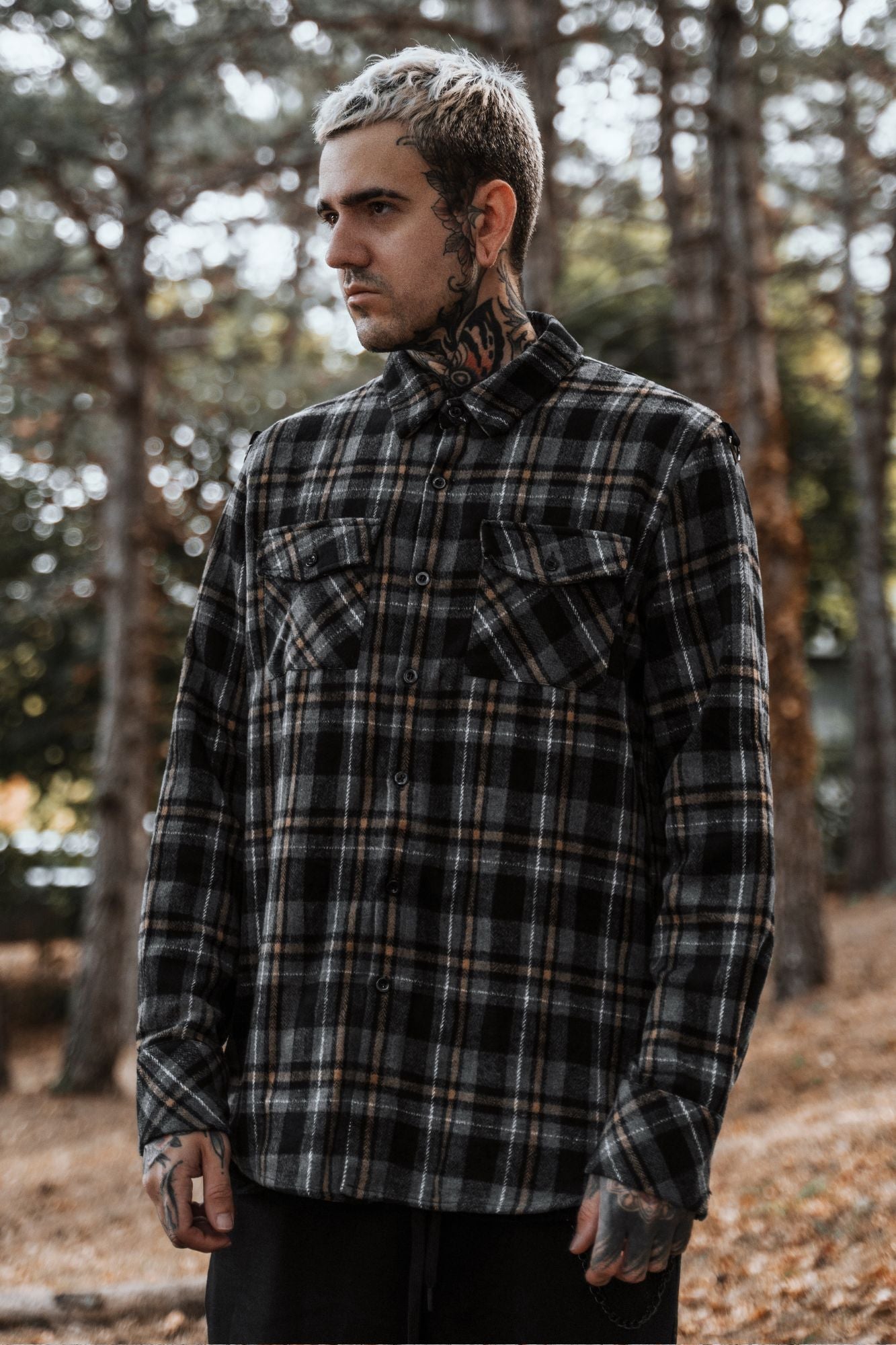Killstar Burning Light Check Shirt - Soft Brushed Fabric, Relaxed Fit