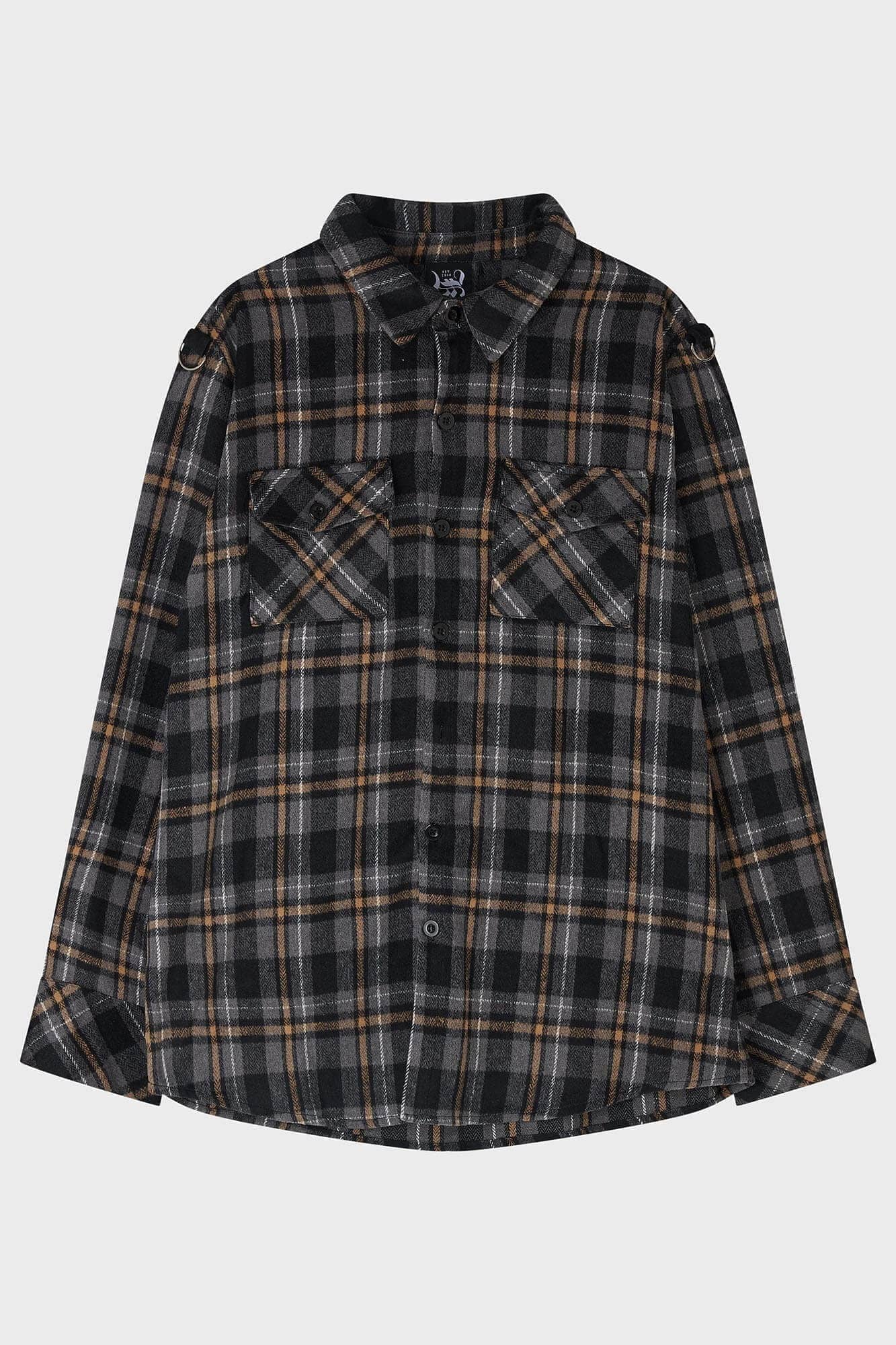 Killstar Burning Light Check Shirt - Soft Brushed Fabric, Relaxed Fit
