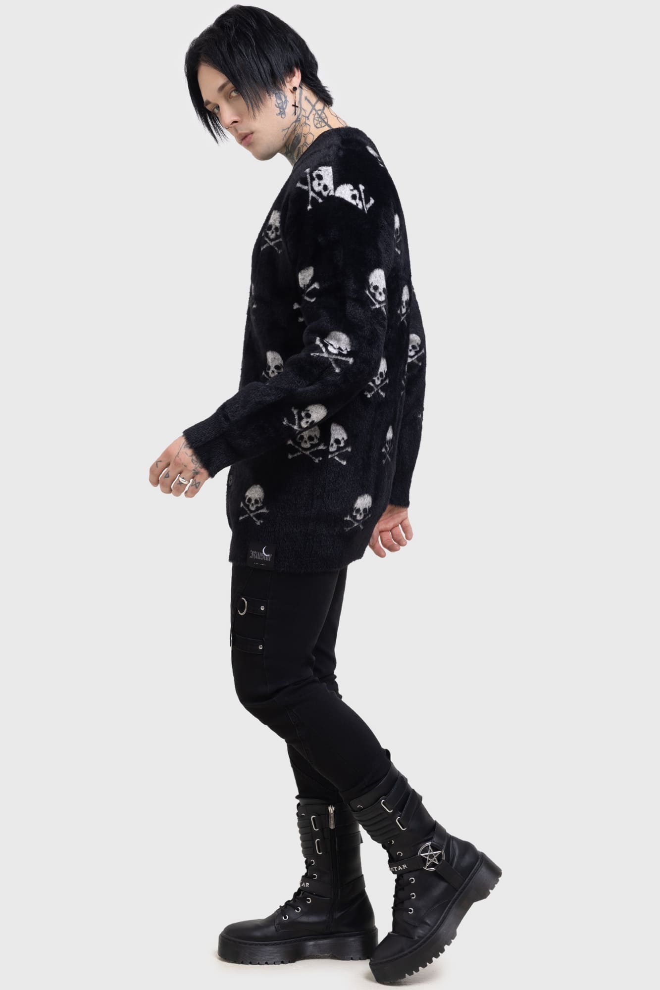 Killstar Skull Print Cardigan - Soft Knit, Relaxed Fit