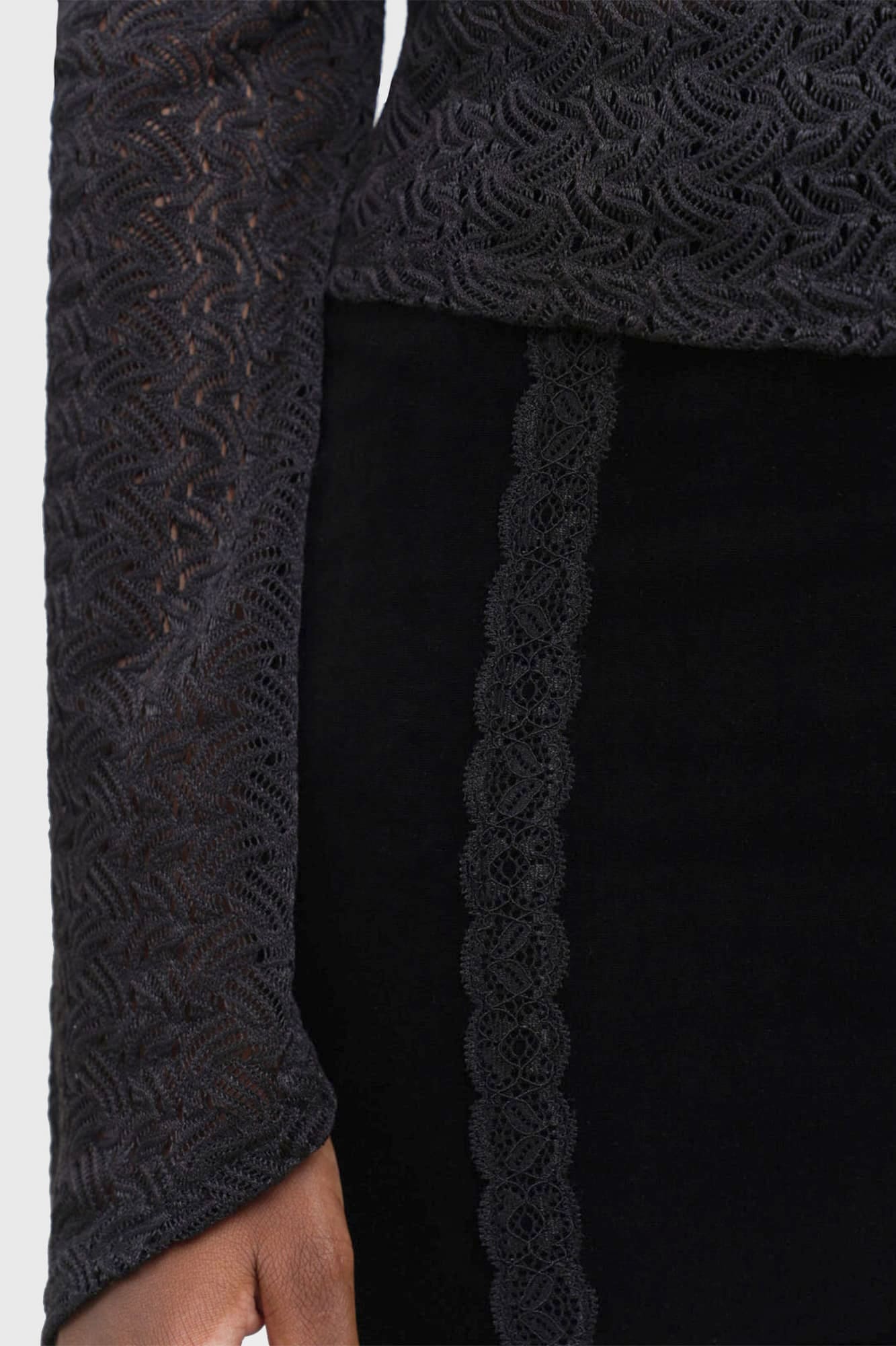 Killstar Morose Velvet Maxi Skirt with Lace & Mesh