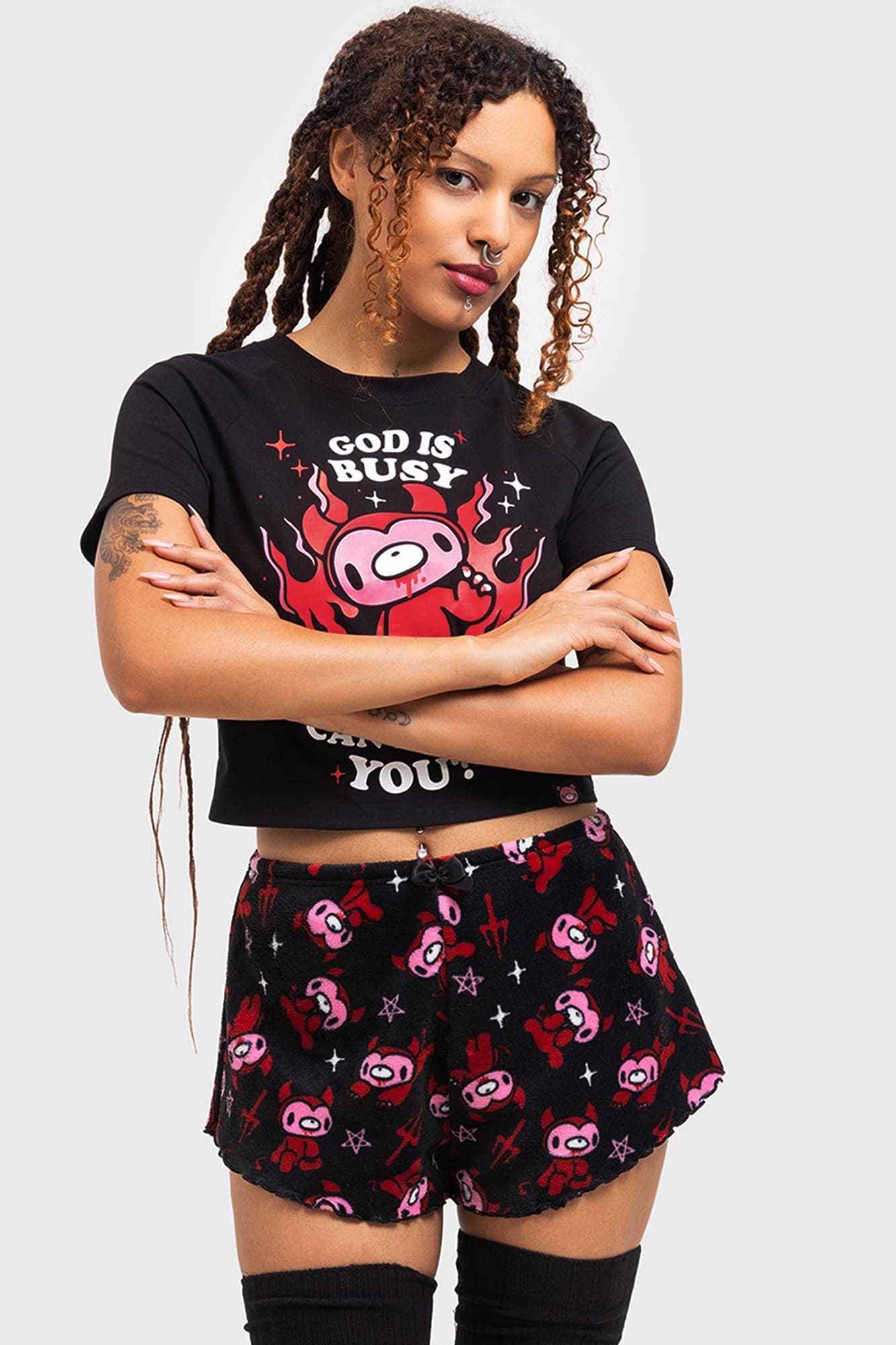 Killstar Gloomy Bear Lounge Shorts with Bow Detail