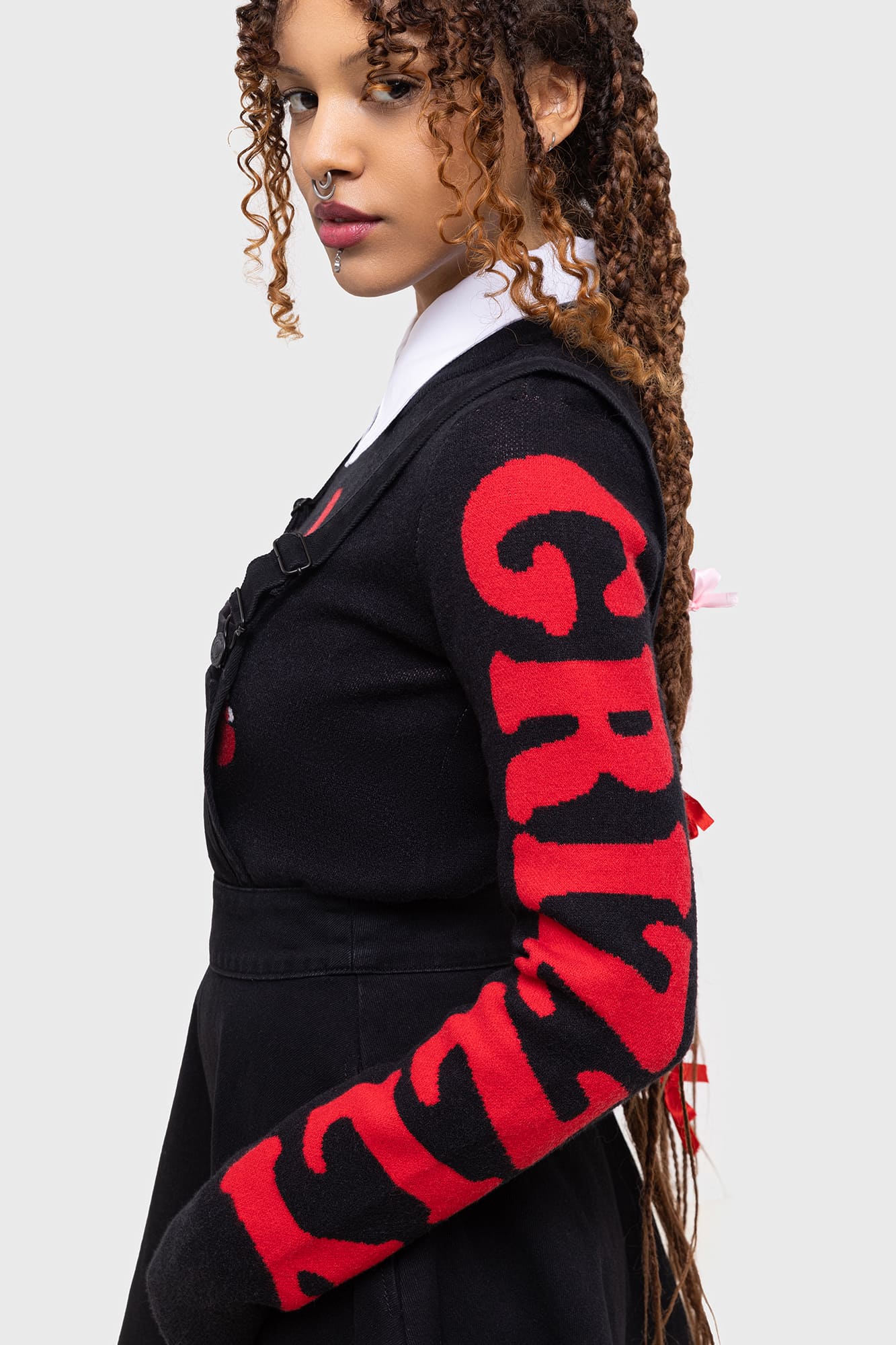 Killstar Naughty Grizzly Knit Sweater - Cropped & Graphic