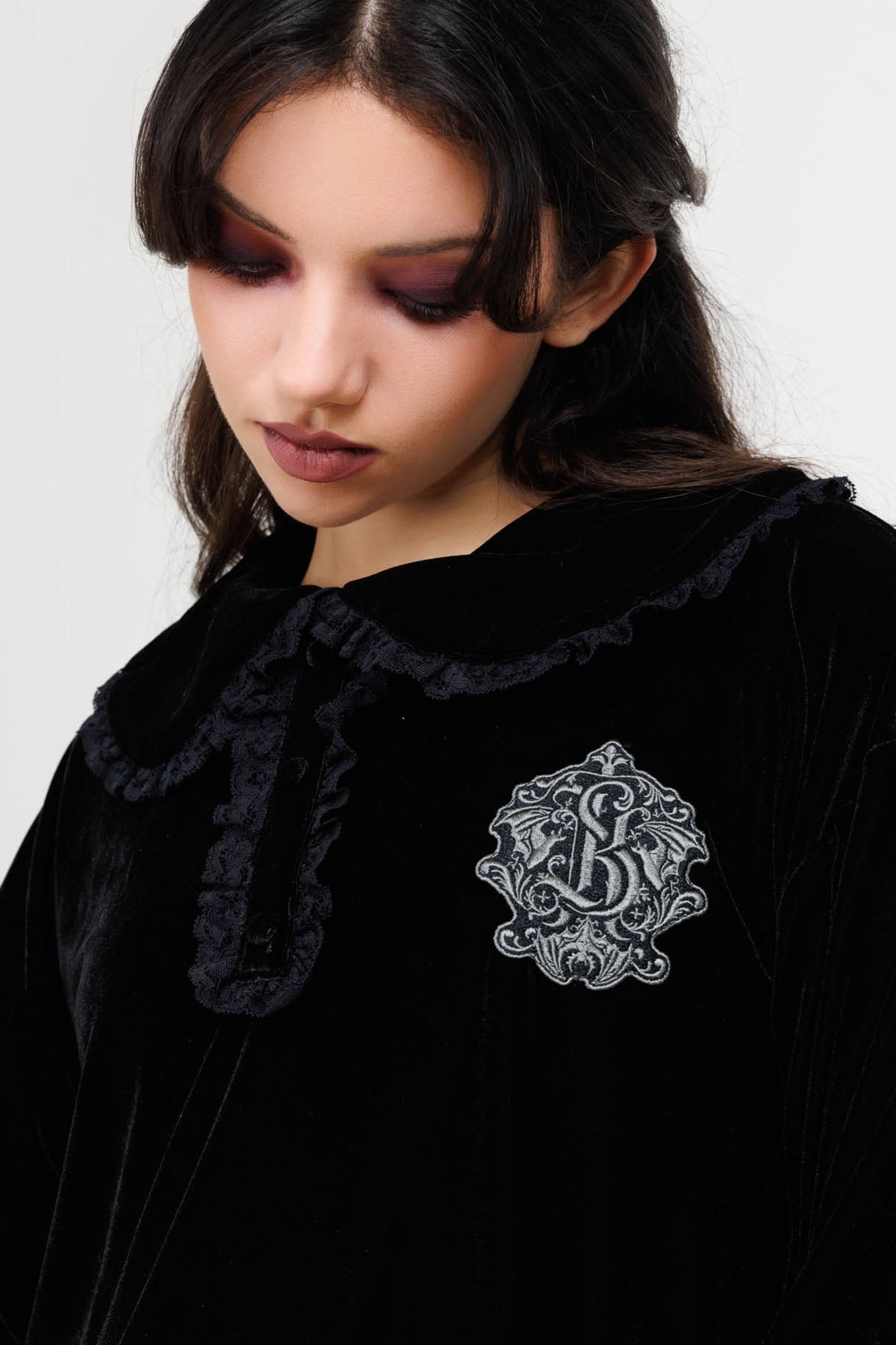 Killstar Darkmoor Academy Embroidered Velvet Sweatshirt