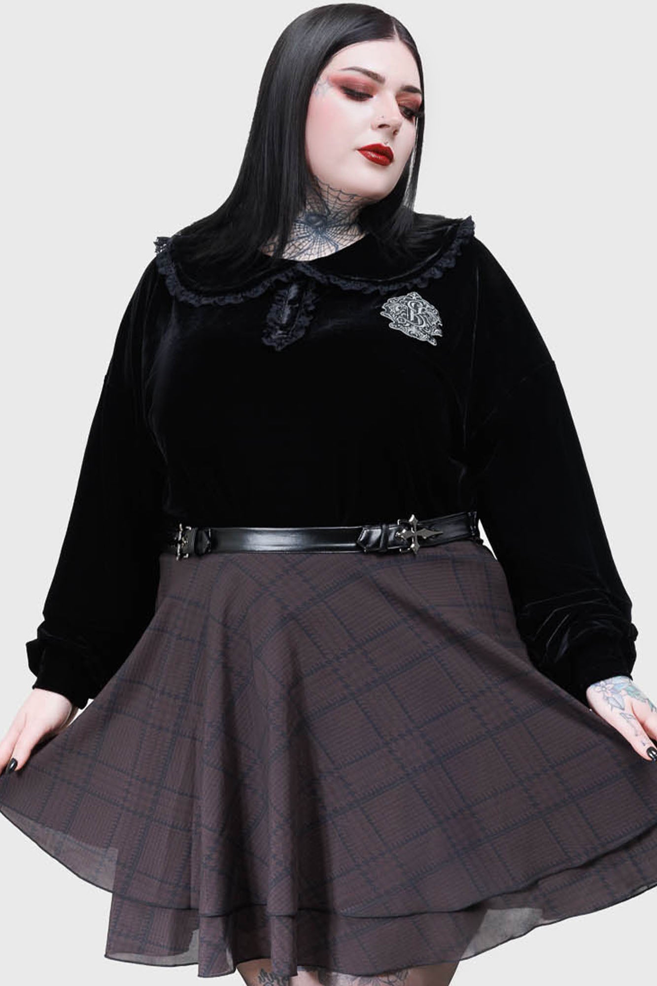 Killstar Darkmoor Academy Embroidered Velvet Sweatshirt