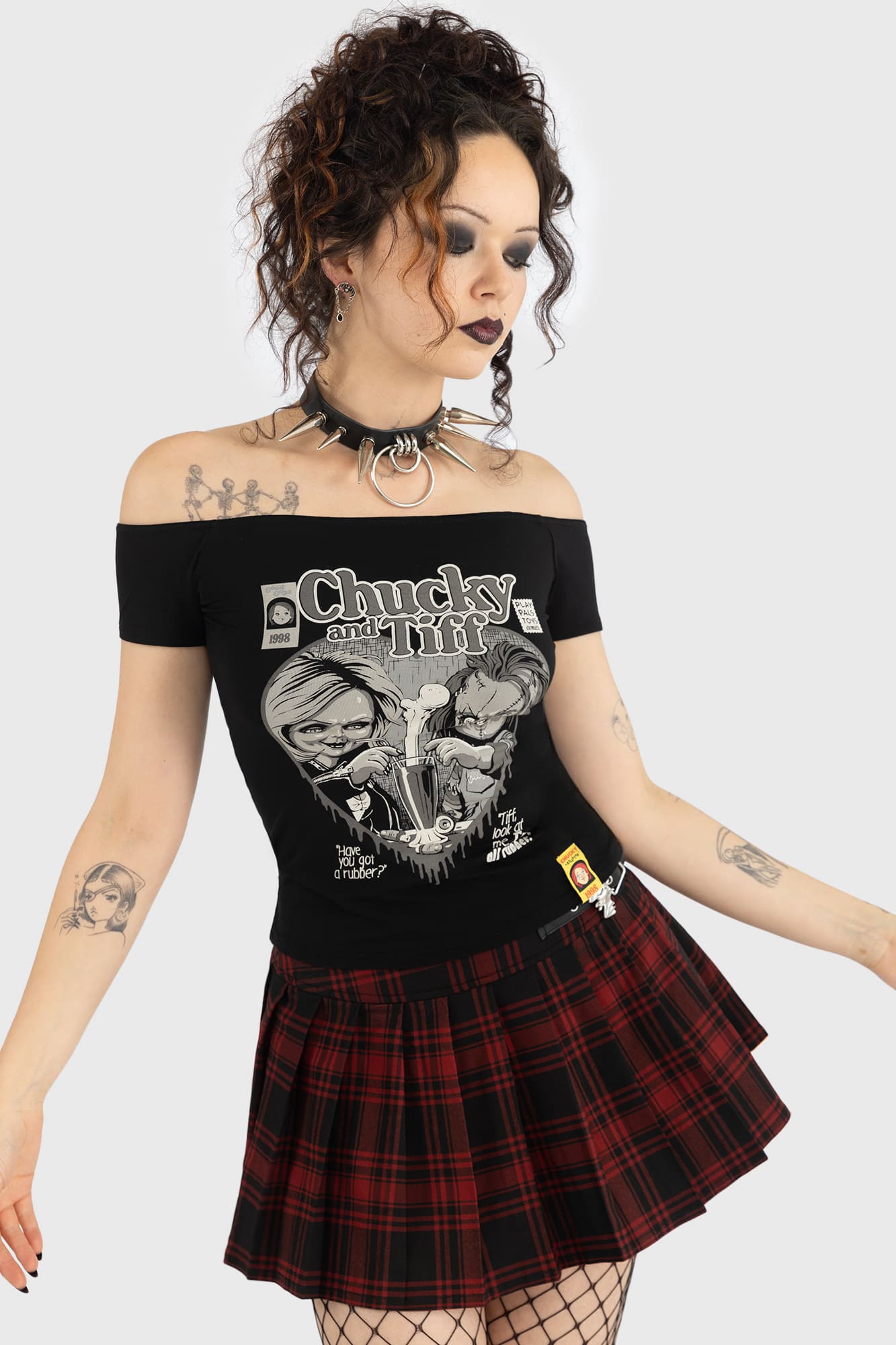 Chucky Licensed Bardot Top - Killstar Stretch Viscose Tee