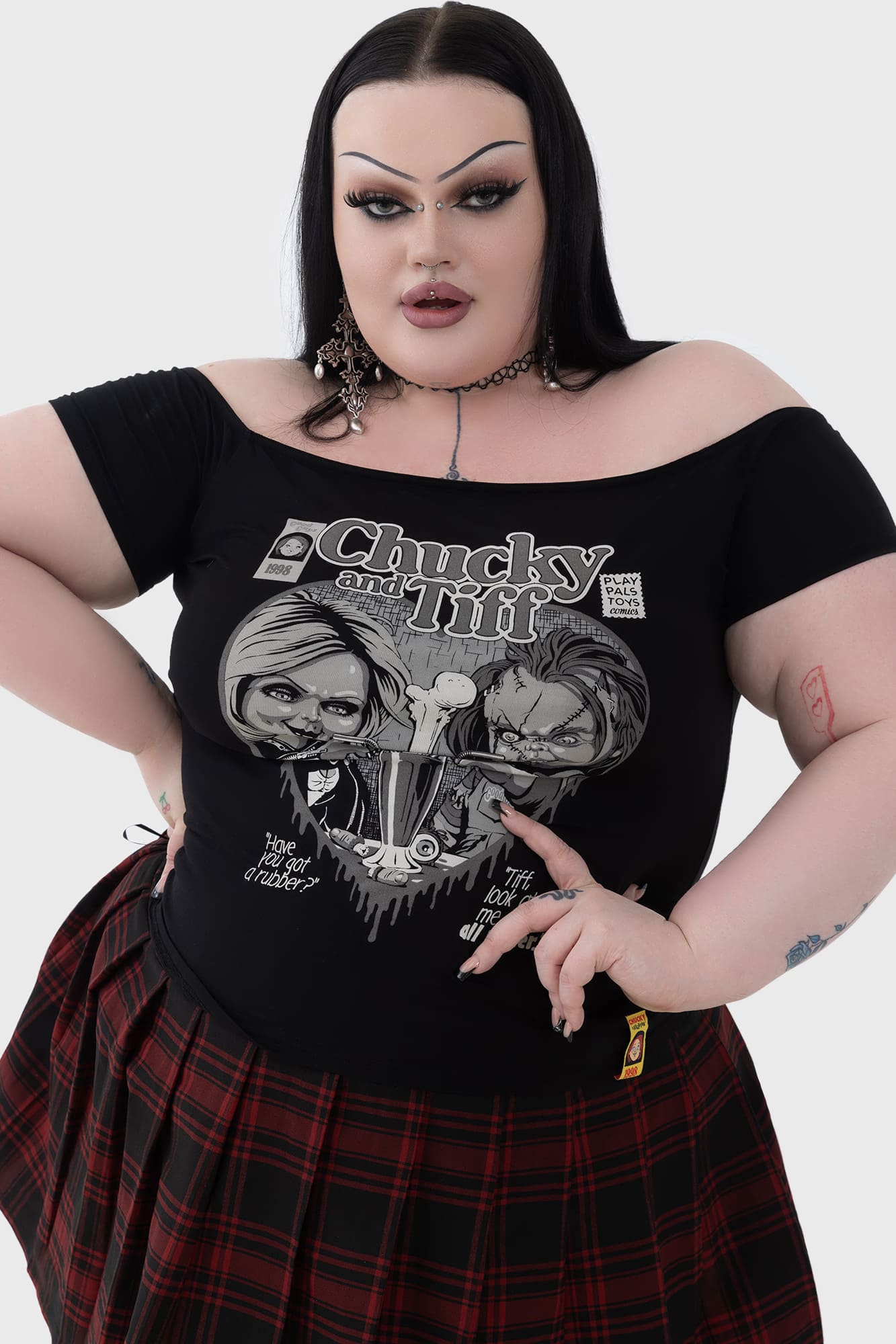 Chucky Licensed Bardot Top - Killstar Stretch Viscose Tee