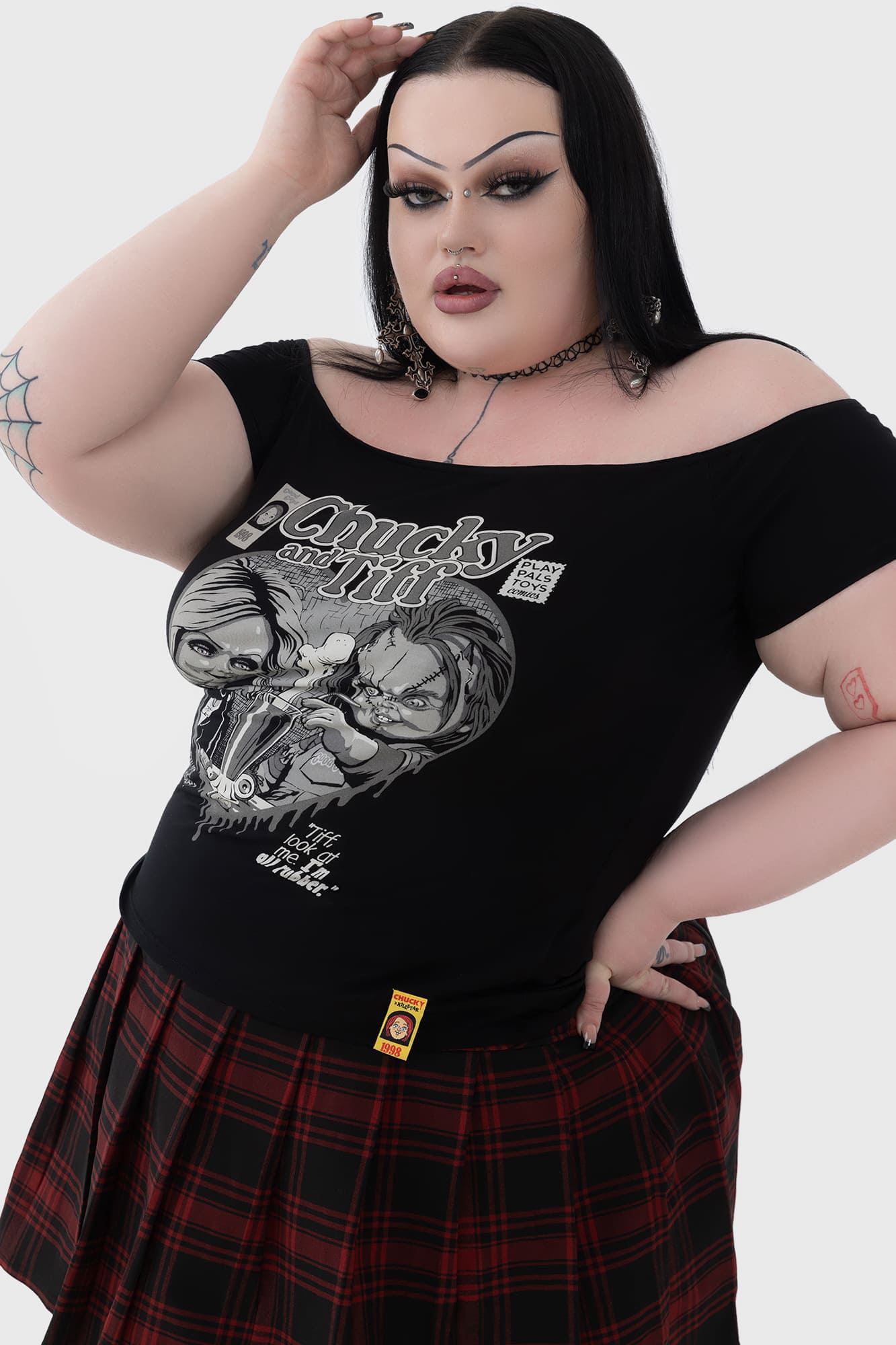 Chucky Licensed Bardot Top - Killstar Stretch Viscose Tee