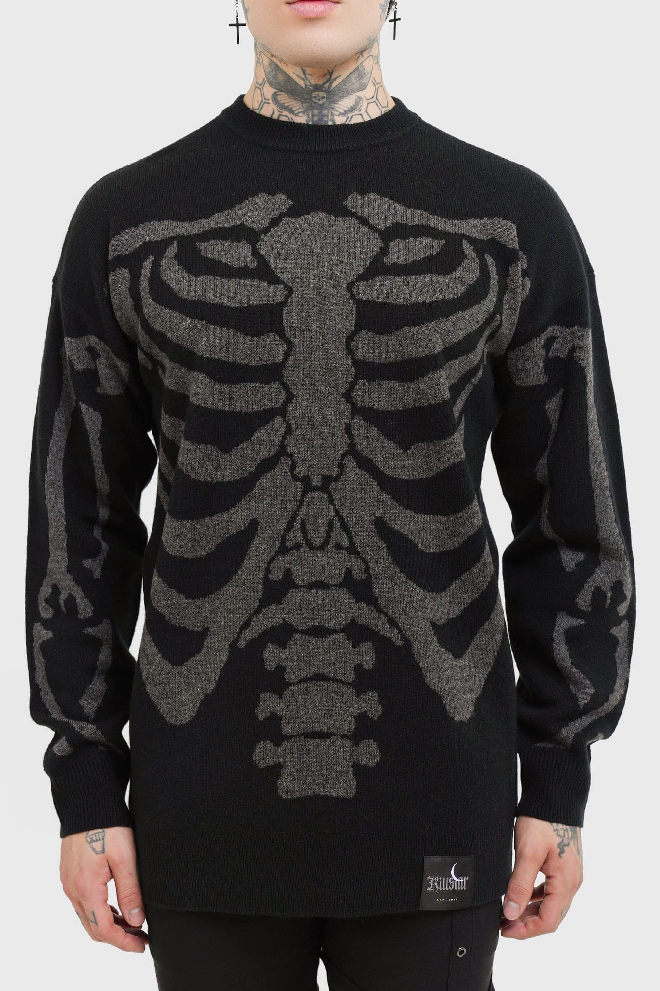 Killstar Skellie Skeleton Graphic Knit Sweater - Soft & Relaxed Fit