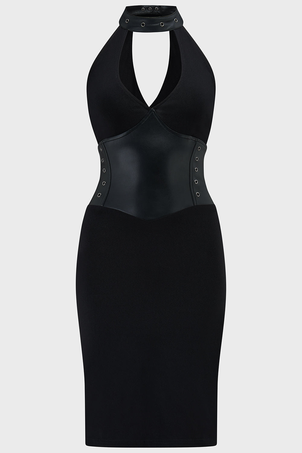 Killstar Desdemonia Halter Neck Midi Dress with Stud Waist