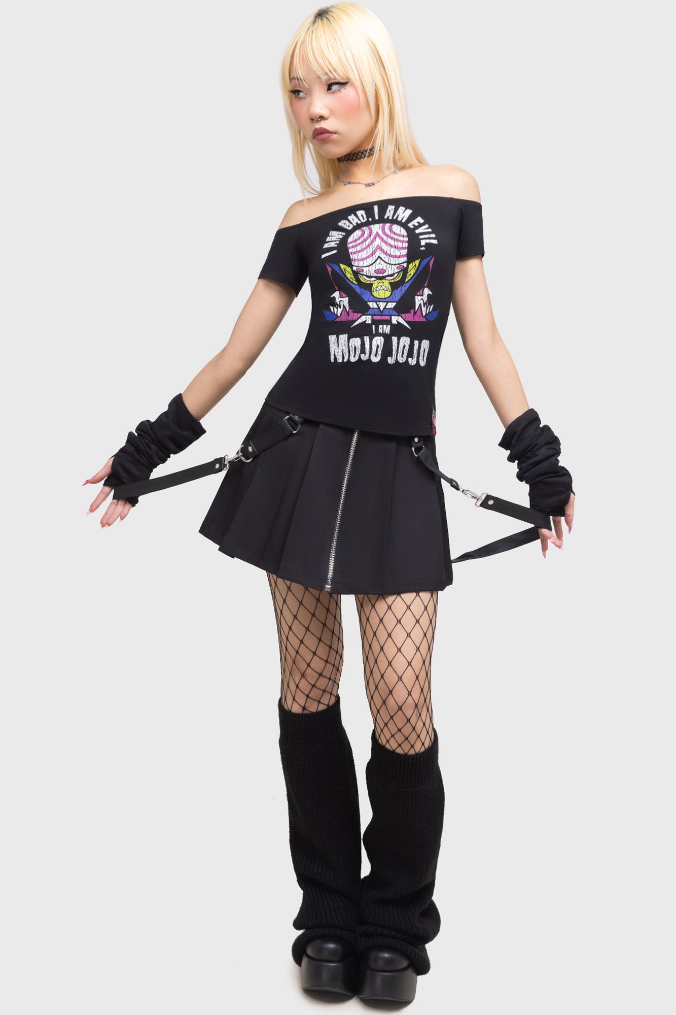 Killstar Mojo Jojo Bardot Top - Licensed Gothic Jersey Tee