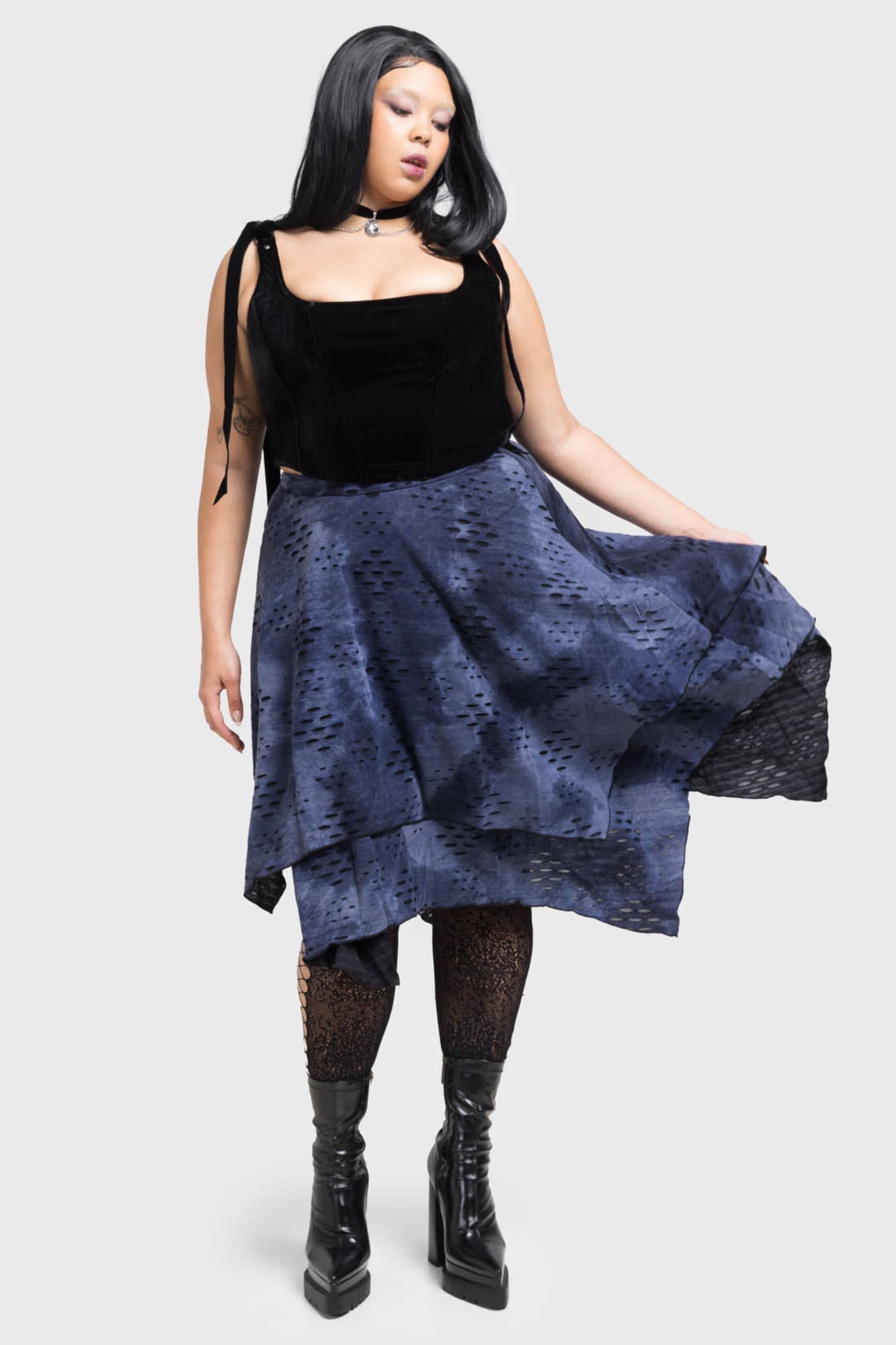 Hauntly Maiden Skirt - Corpse Bride Licensed Gothic Midi Skirt