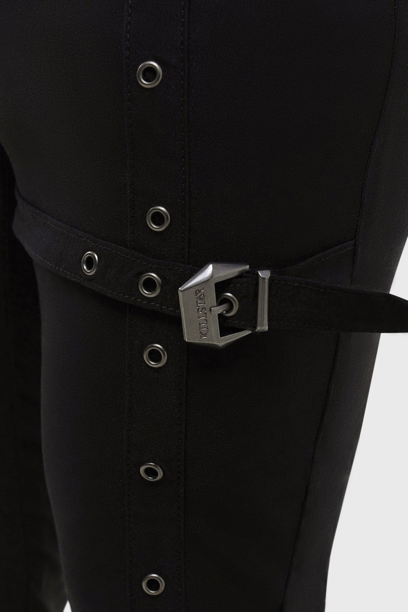 Killstar Kane's Crucifix Slim Fit Trousers with Cross Strap