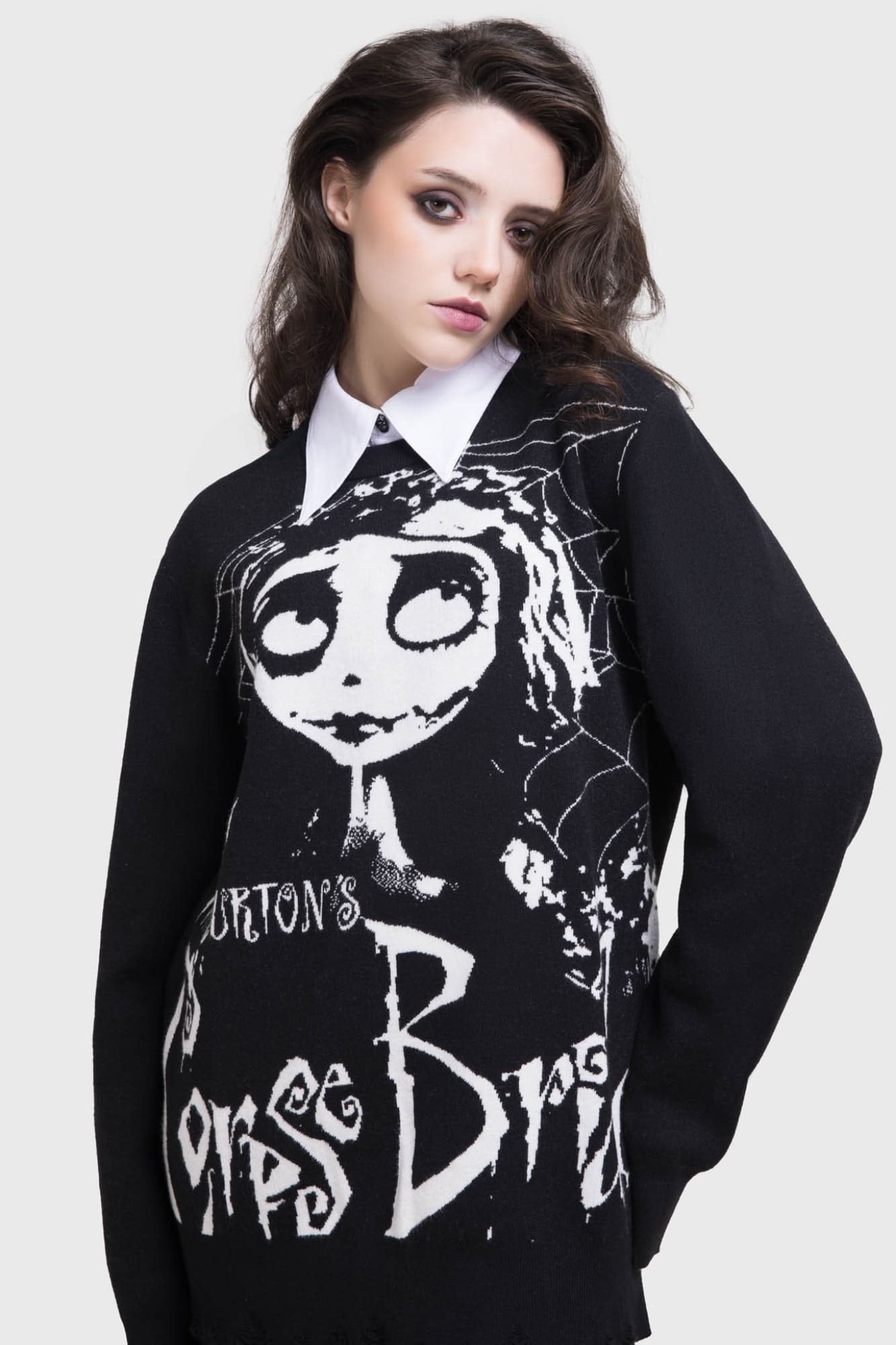 Corpse Bride Distressed Sweater | Gothic Knit Pullover | Killstar