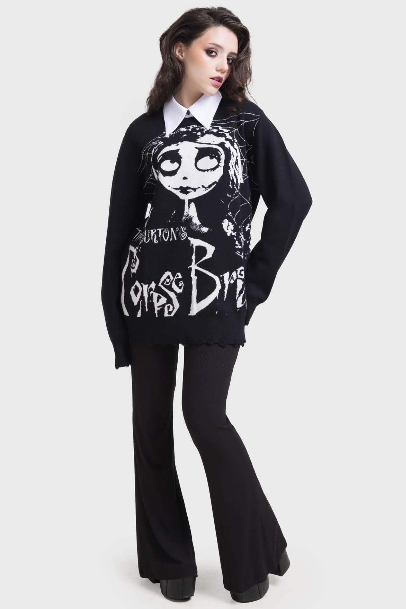 Corpse Bride Distressed Sweater | Gothic Knit Pullover | Killstar