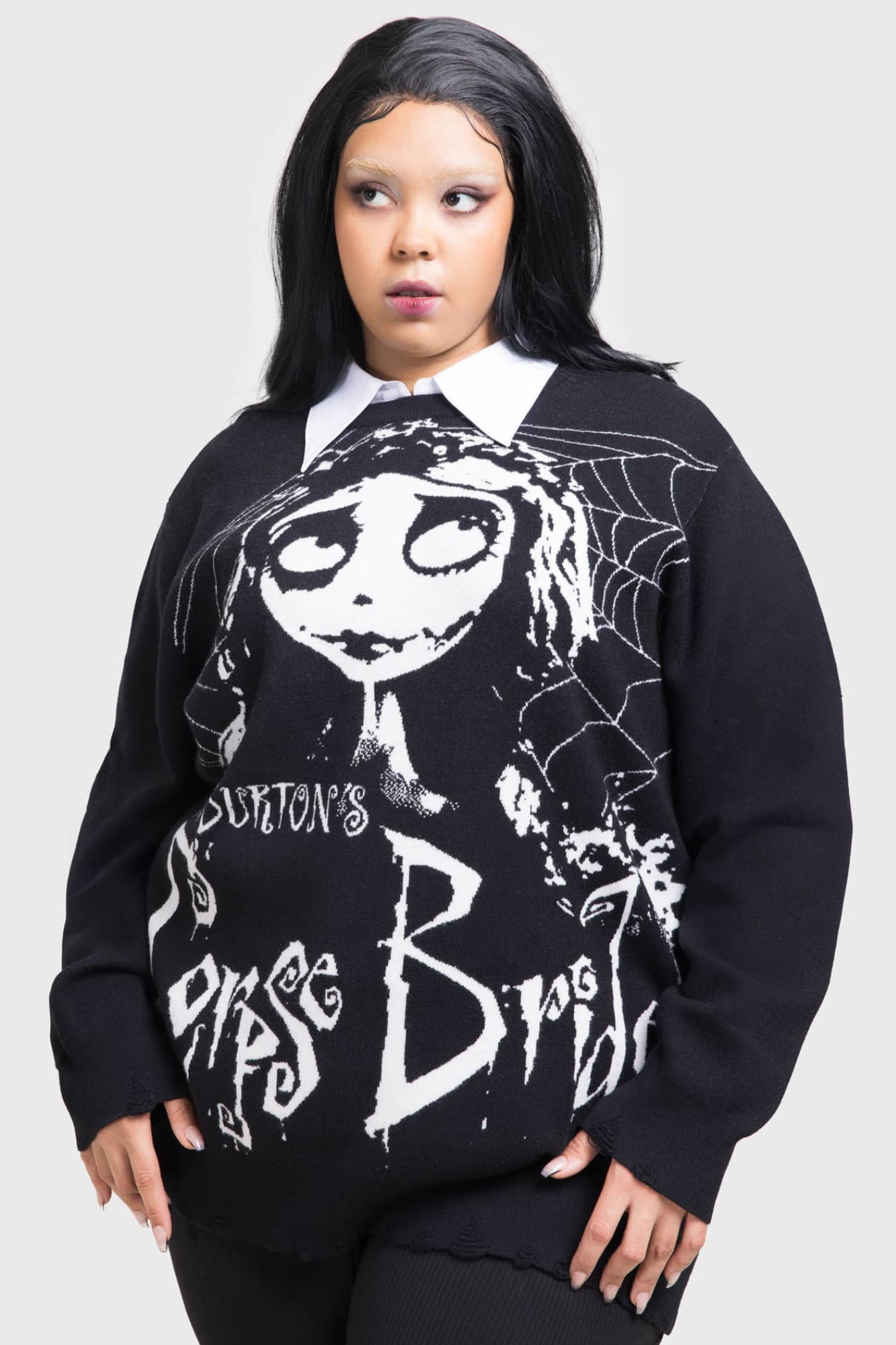 Corpse Bride Distressed Sweater | Gothic Knit Pullover | Killstar