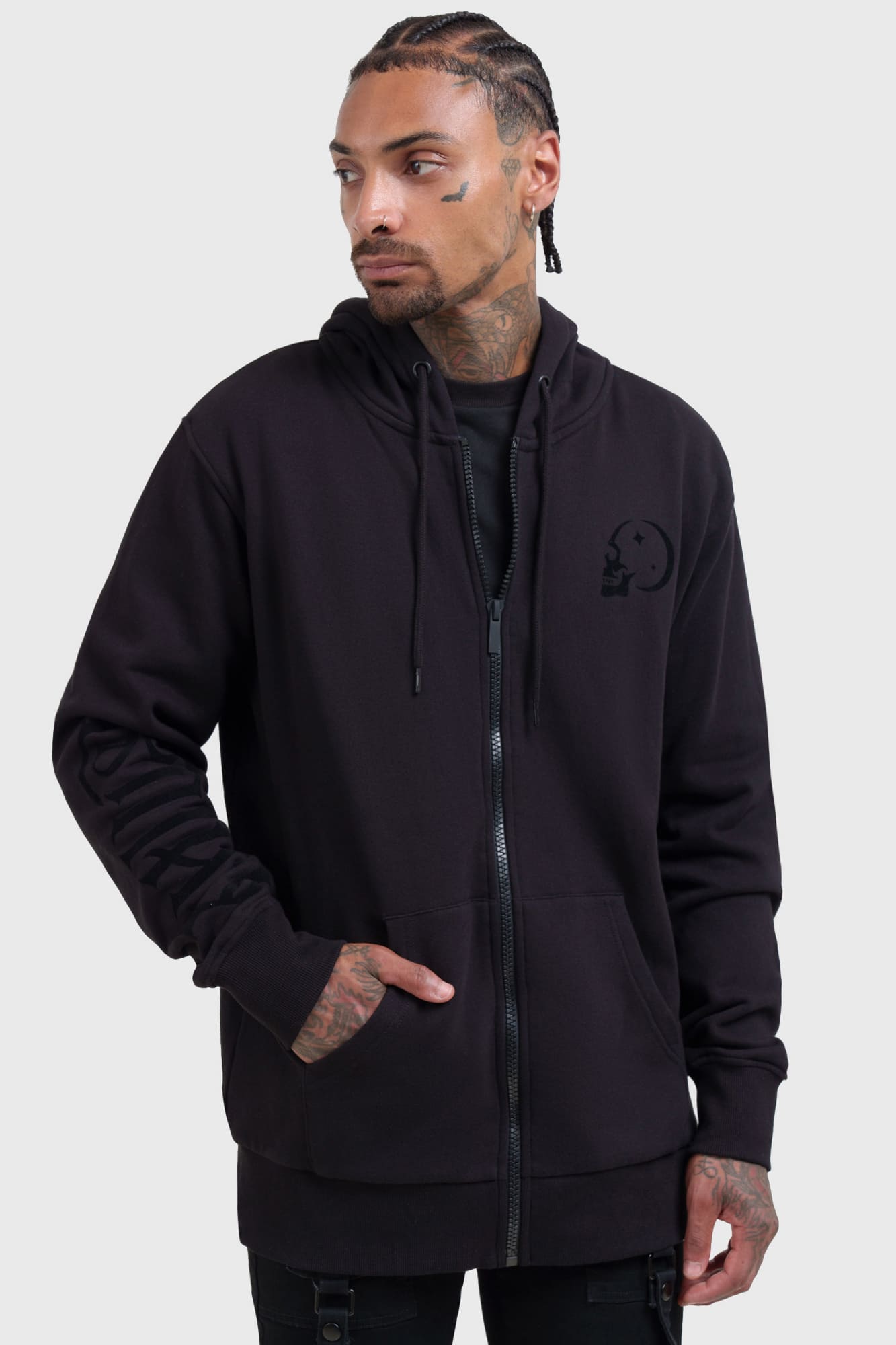 Kihilist Oversized Zip-Up Hoodie with Velvet Logo - 100% Cotton