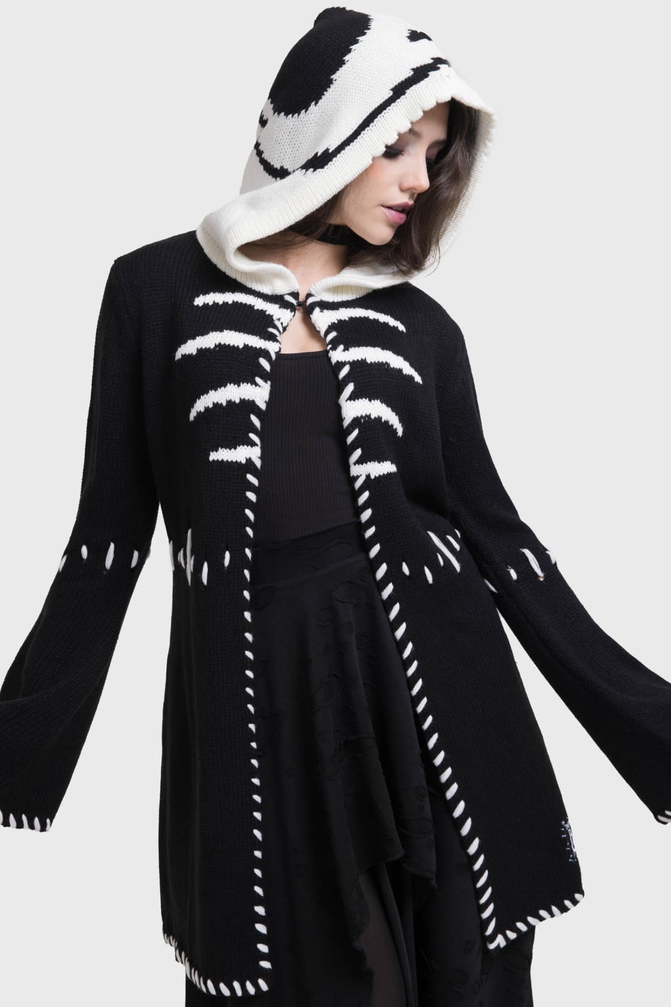 Killstar Corpse Bride Scraps Hooded Cardigan Sweater
