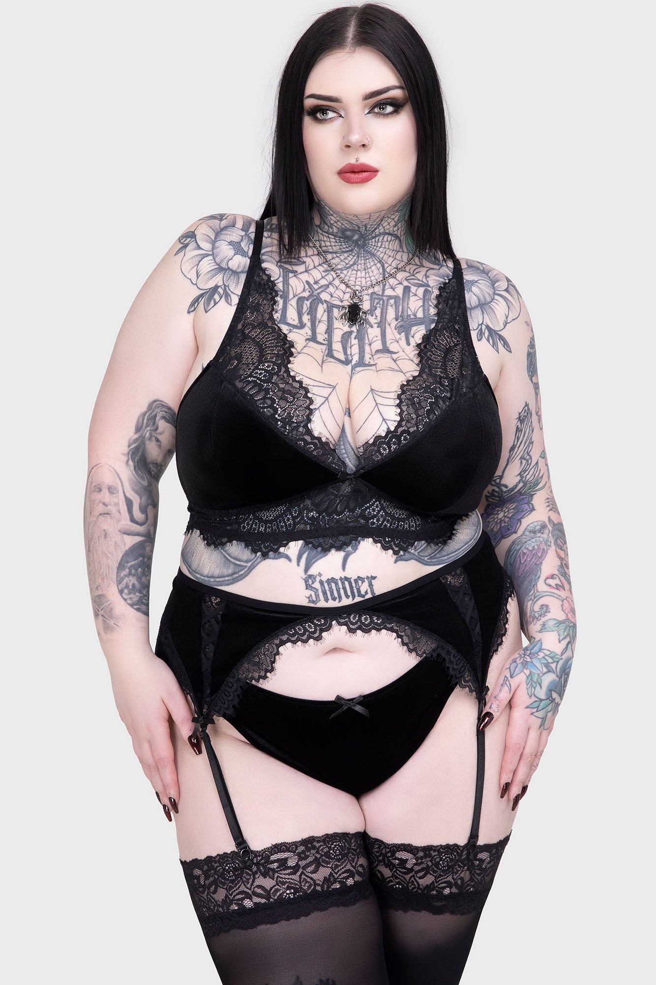 Killstar Mephistan Muse Lace Panty with Velvet Panels
