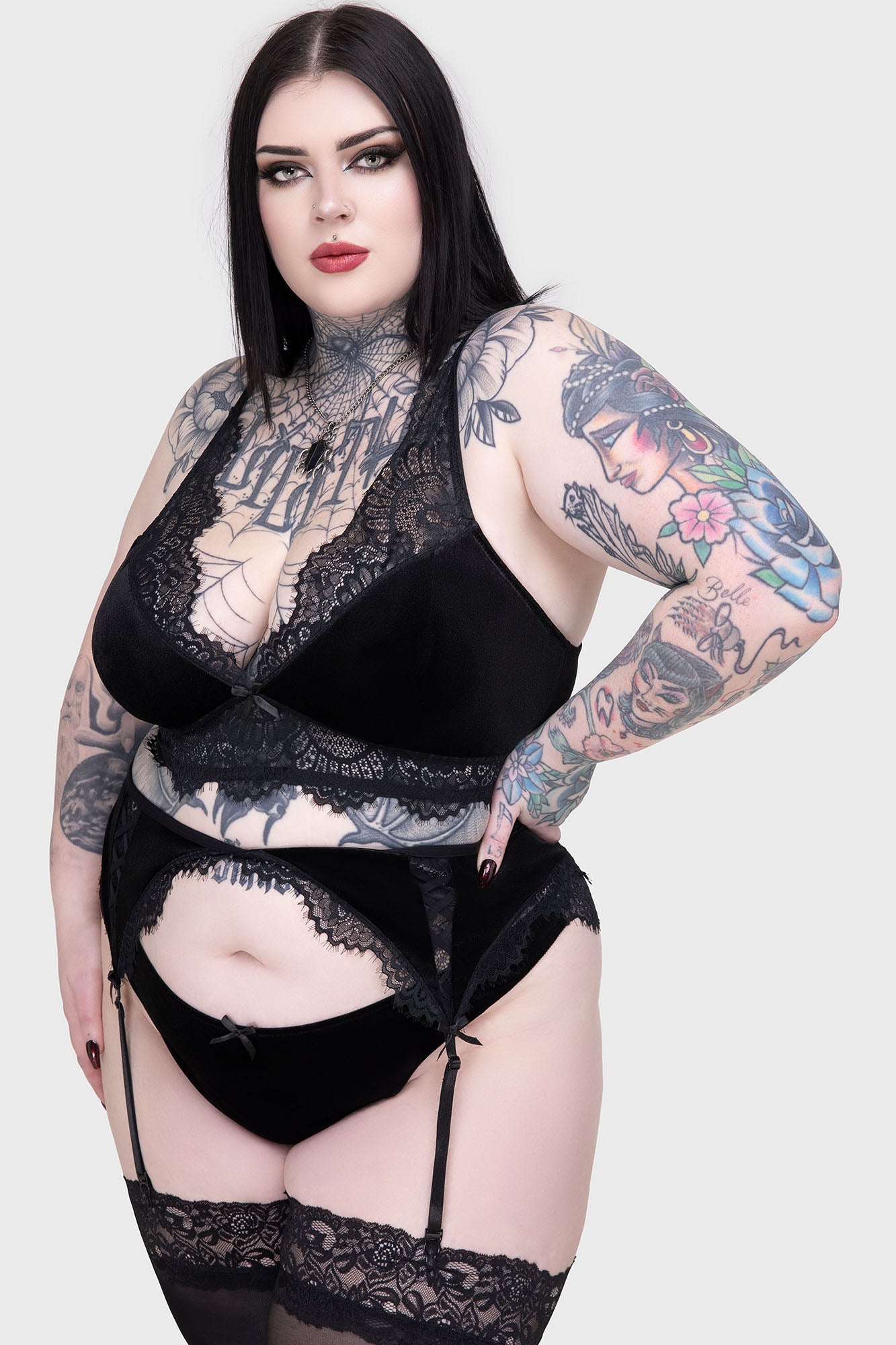 Killstar Mephistan Muse Lace Panty with Velvet Panels