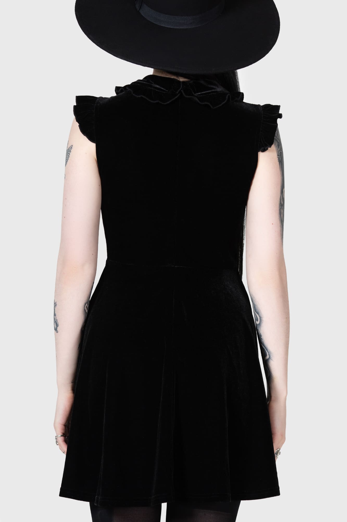 Kihilst Blazeorb Velvet Mini Dress with Mesh Panel & Keyhole