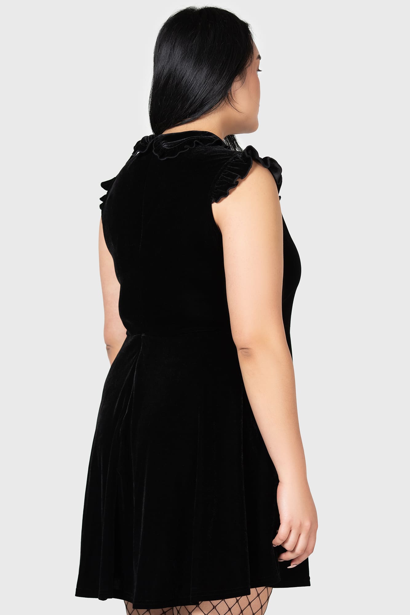 Kihilst Blazeorb Velvet Mini Dress with Mesh Panel & Keyhole