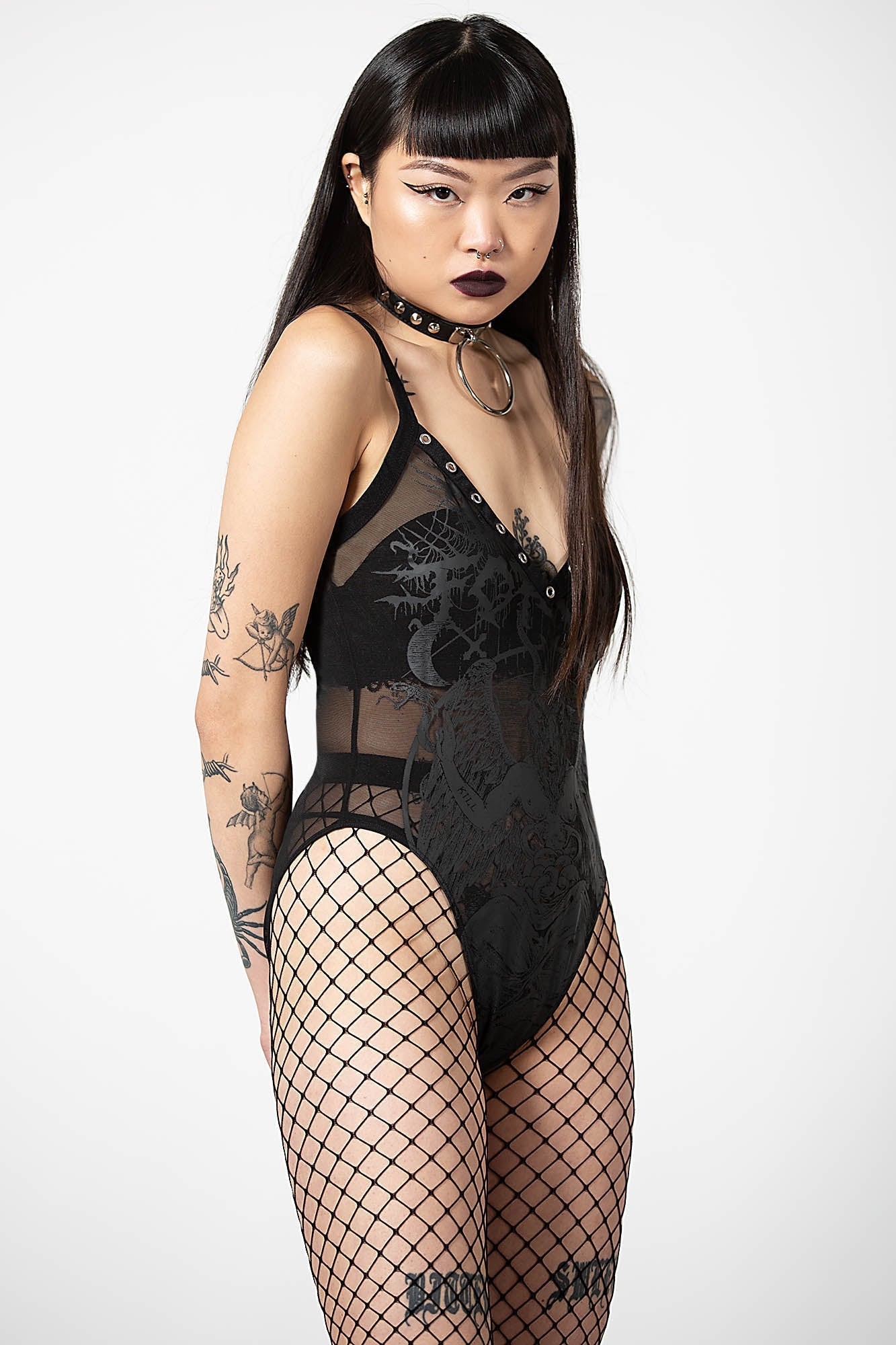 Killstar Dark Forces Mesh Bodysuit with Rivet Detailing