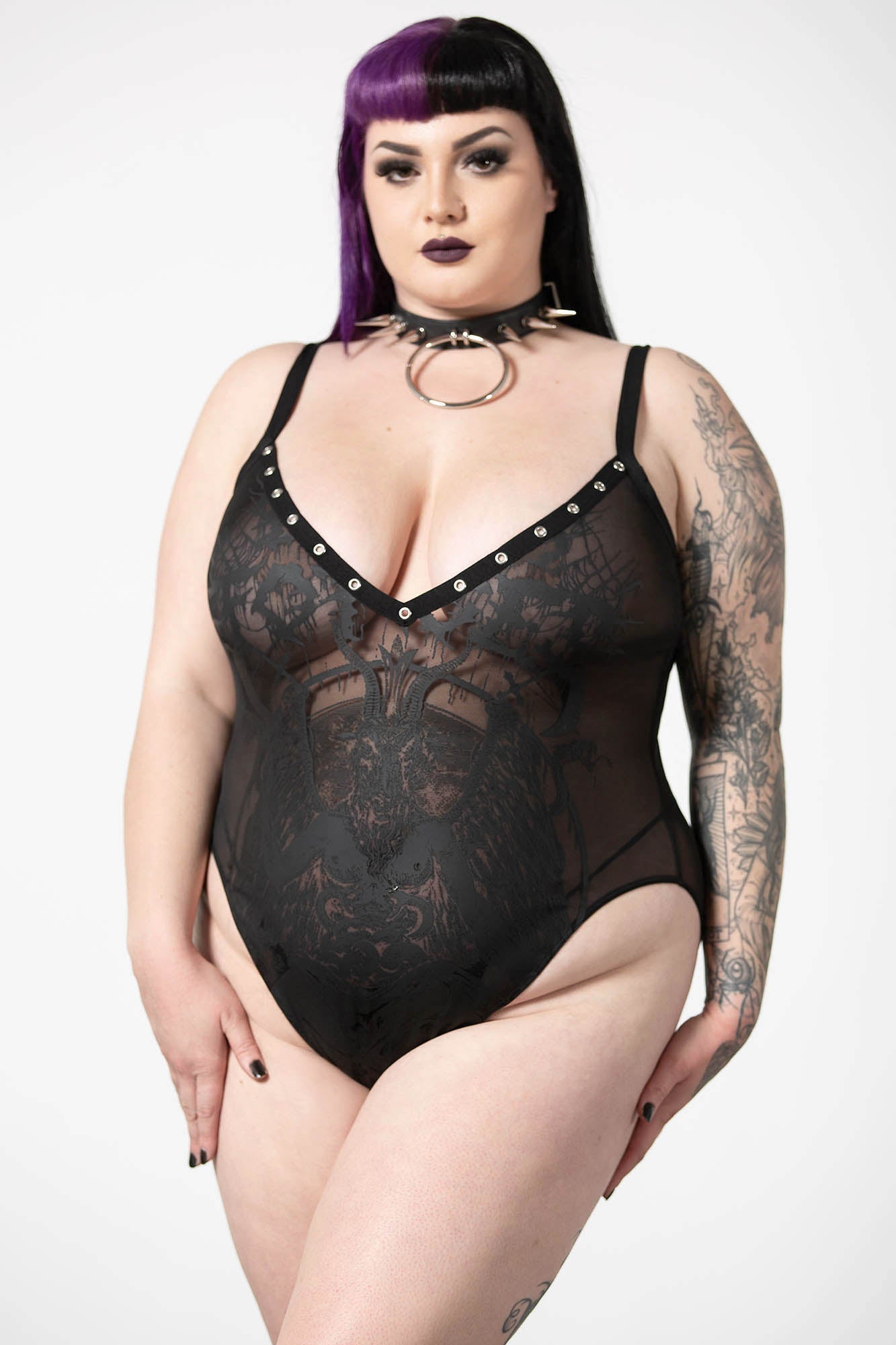 Killstar Dark Forces Mesh Bodysuit with Rivet Detailing