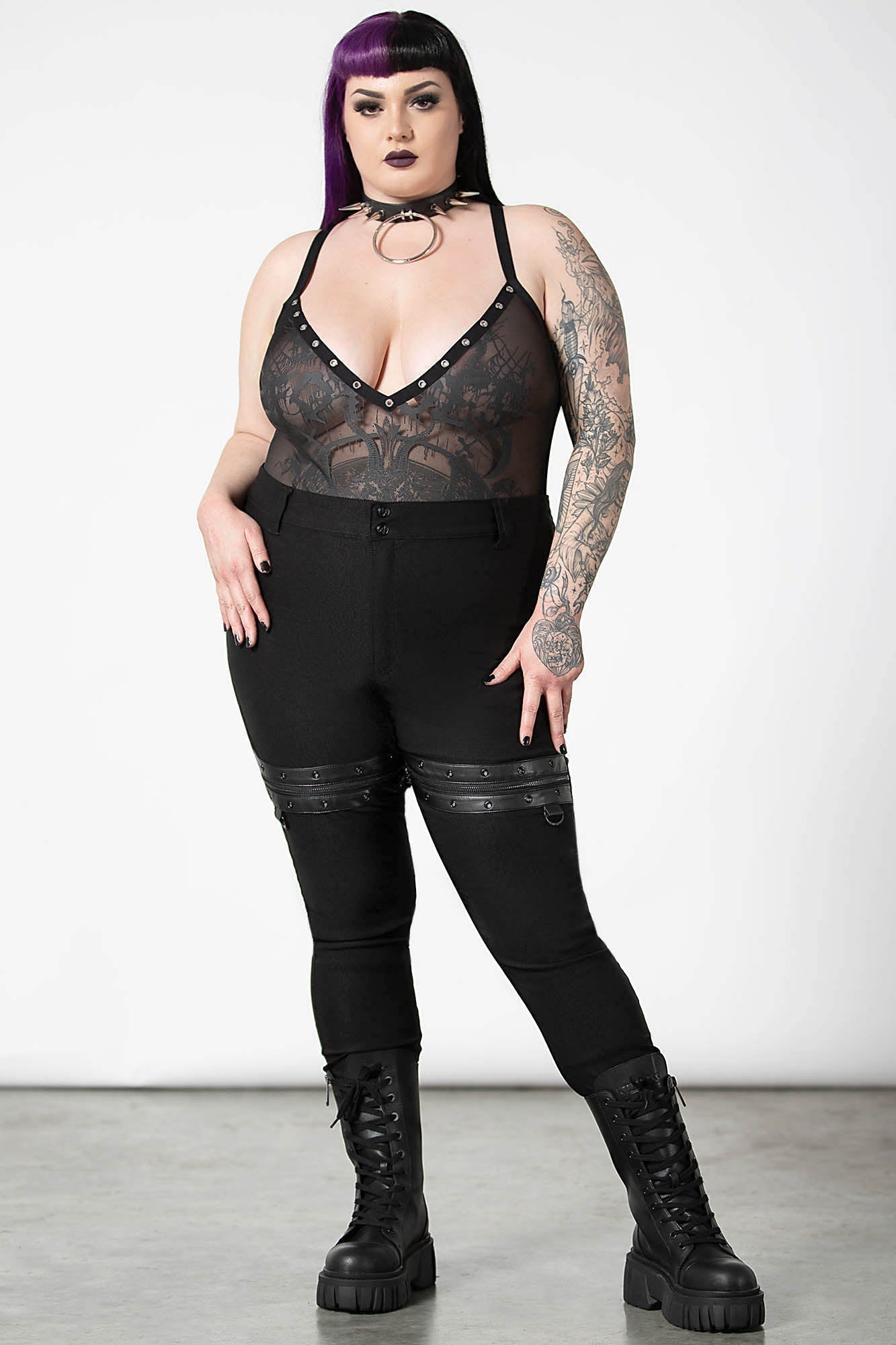 Killstar Dark Forces Mesh Bodysuit with Rivet Detailing