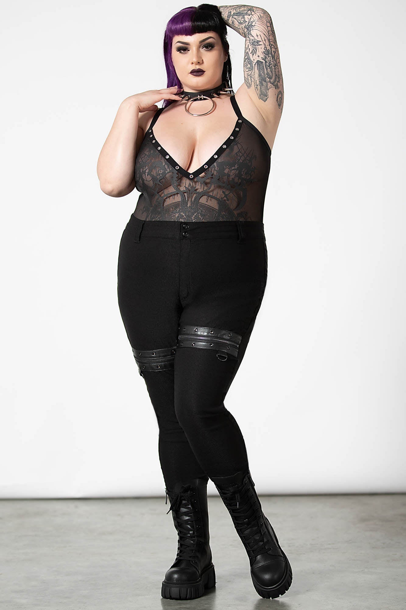 Killstar Dark Forces Mesh Bodysuit with Rivet Detailing