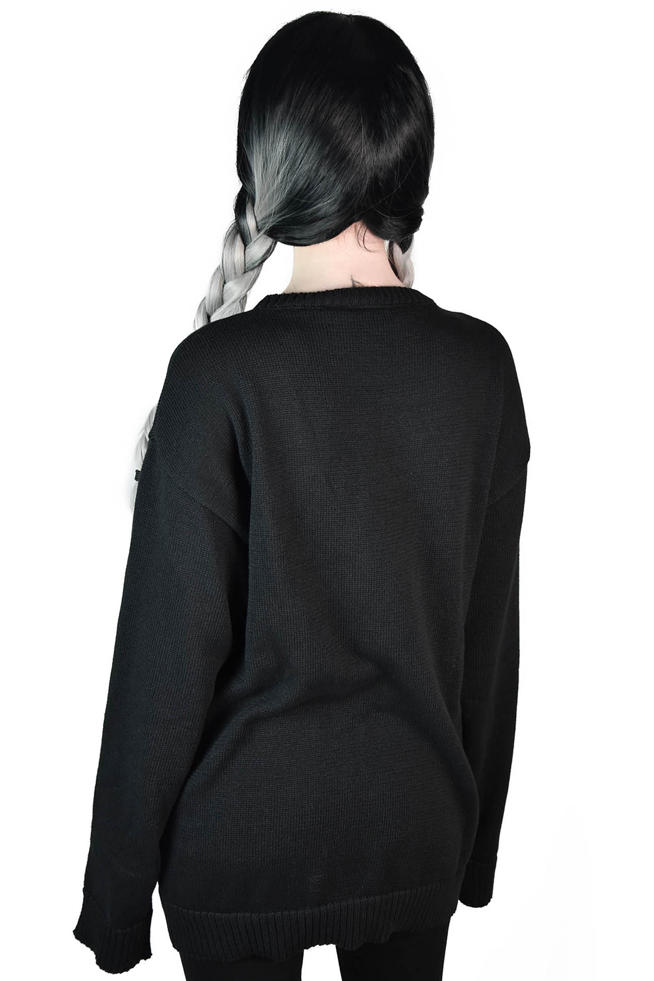 Killstar College Goth Knit Sweater - Varsity Design, Long Sleeve