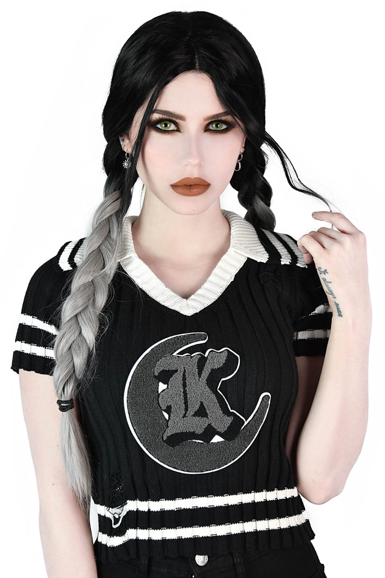 Gloomsday Varsity Goth Knit Crop Top with KILLSTAR Branding