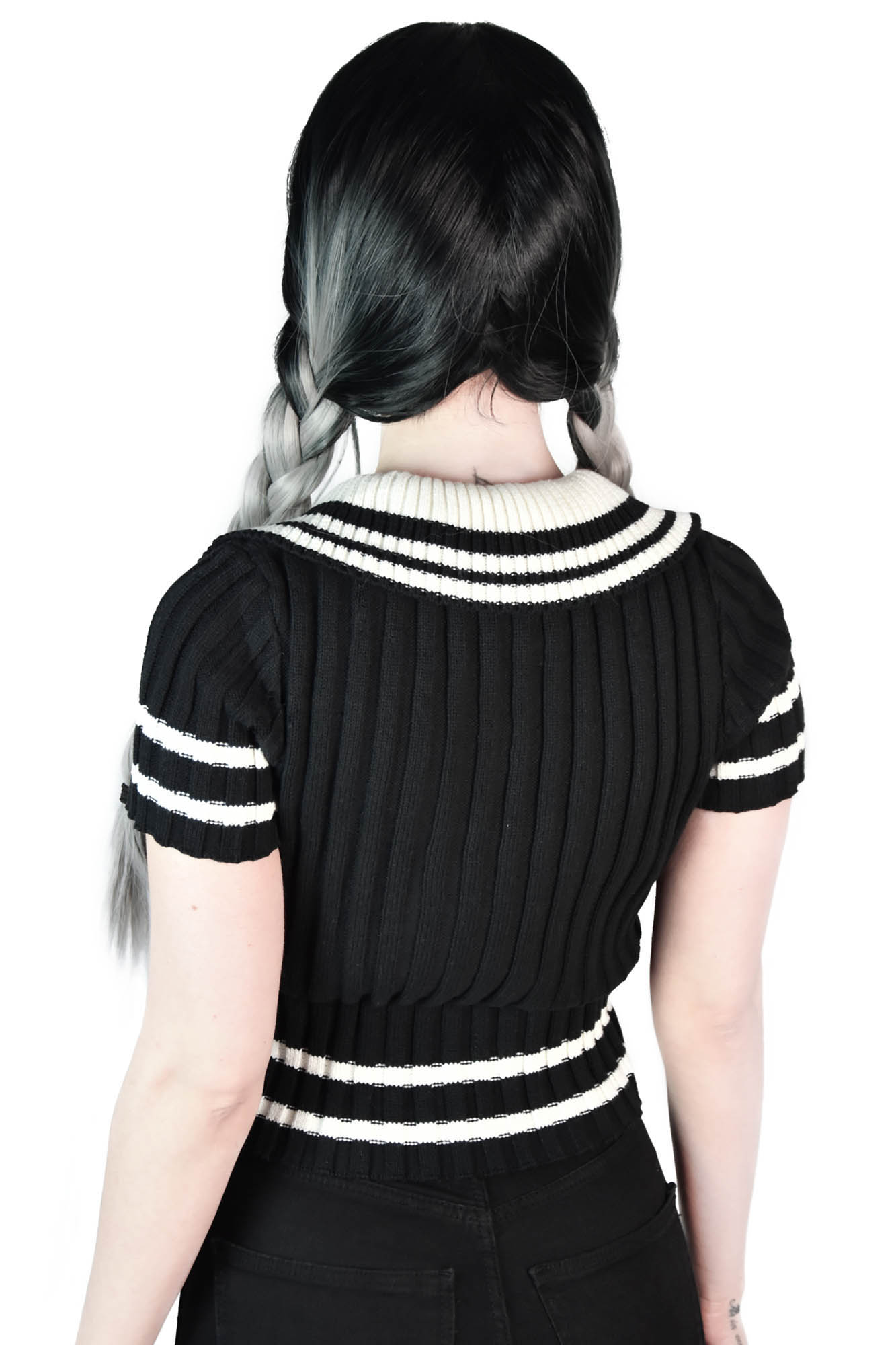 Gloomsday Varsity Goth Knit Crop Top with KILLSTAR Branding