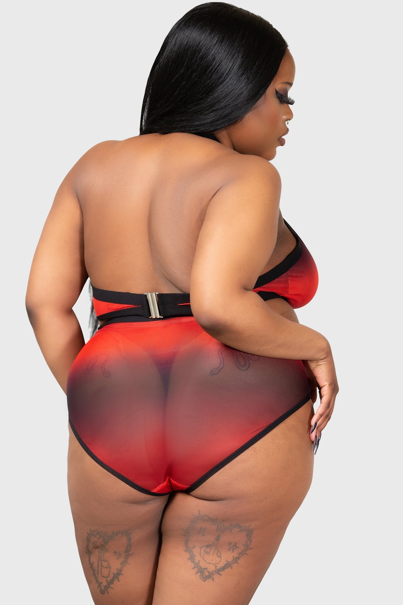 Killstar Dazzling Performance Mesh Panty with Red Ombre & O-Ring Detail