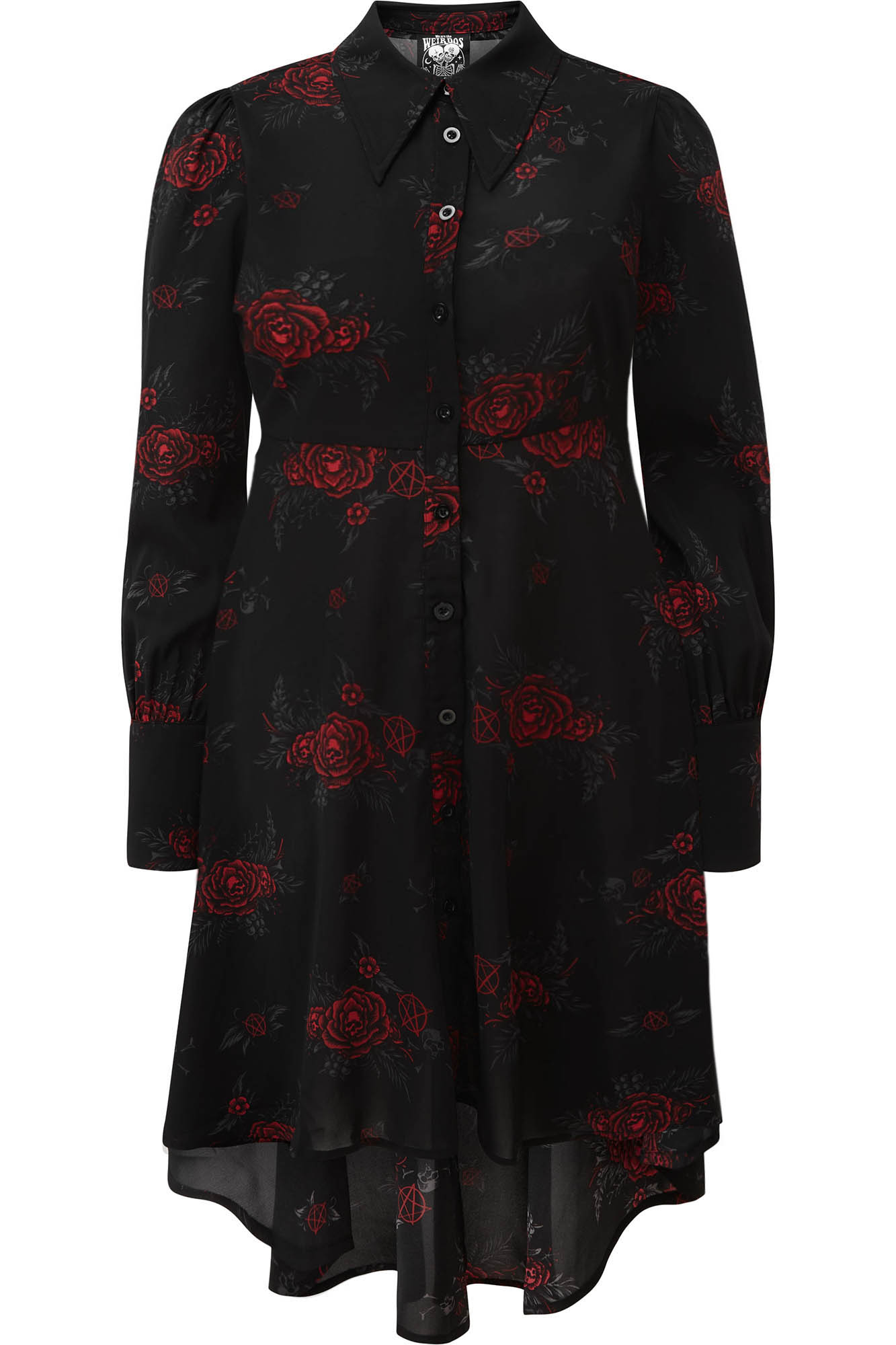 Killstar Pandora Floral Skull Chiffon Shirt Dress