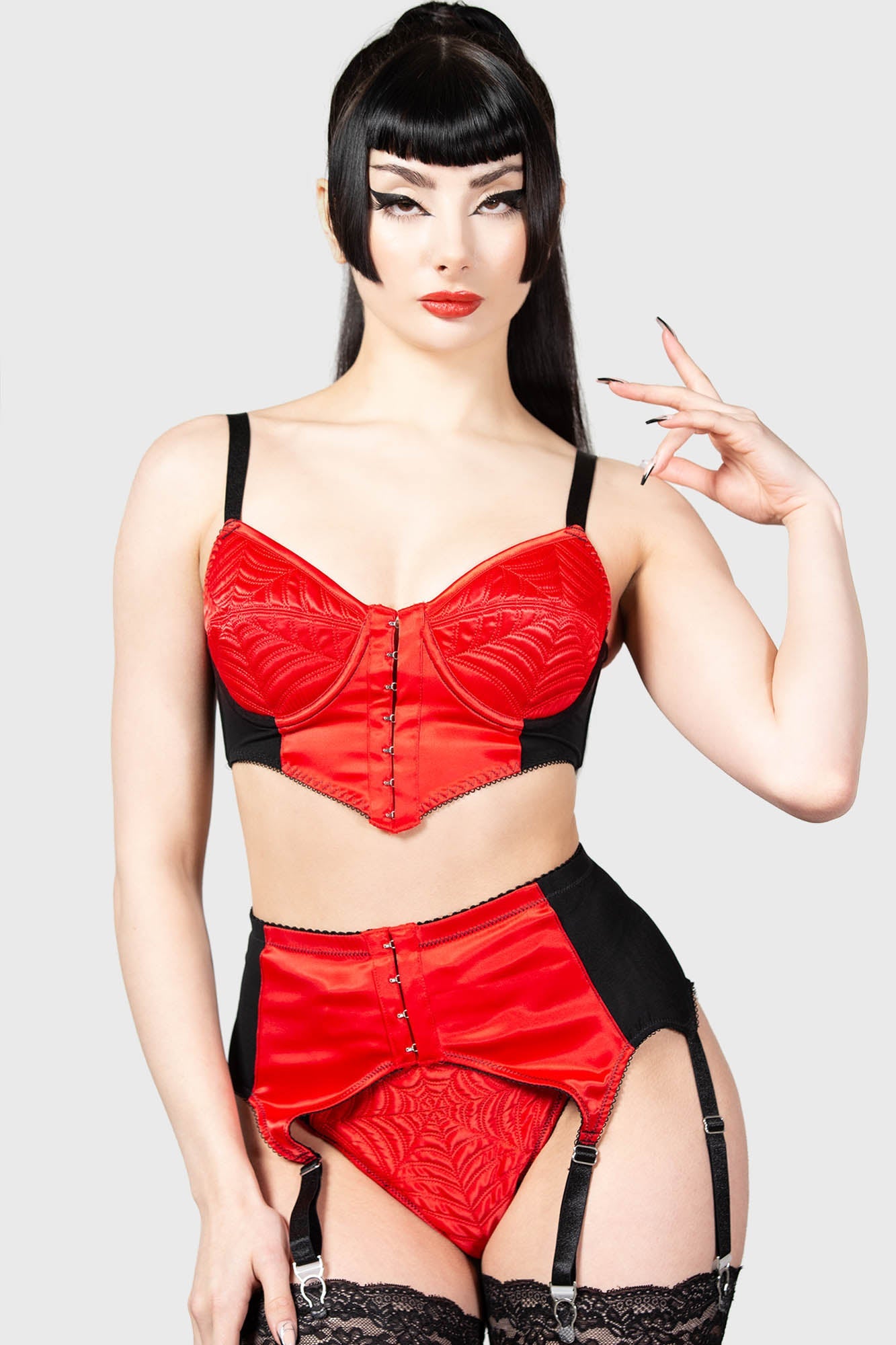Killstar Scarlet Webutant Underwire Bullet Bra with Spiderweb Detail
