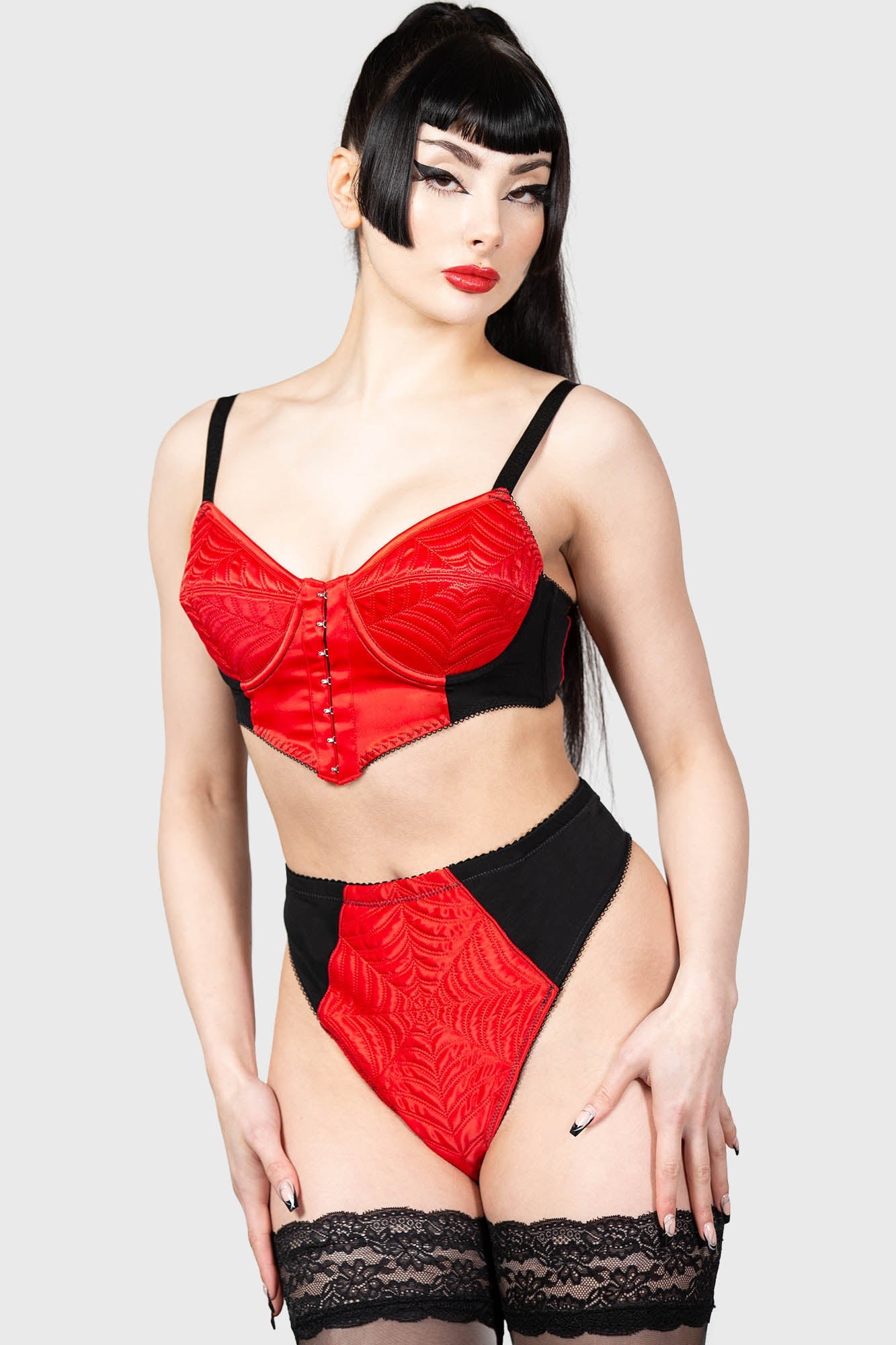 Killstar Scarlet Webutant Underwire Bullet Bra with Spiderweb Detail