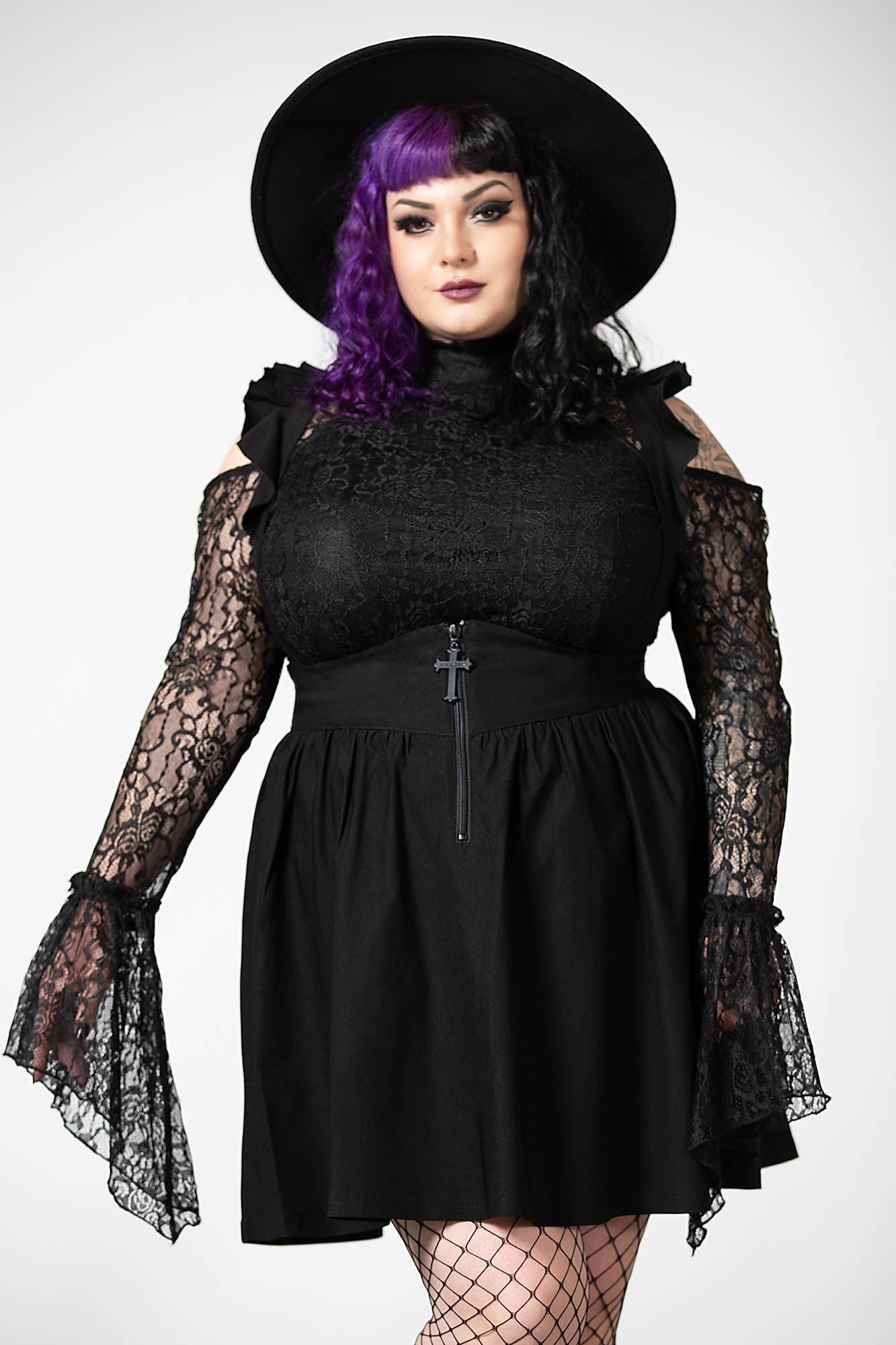 Killstar Yuna Black Suspender Skirt with Ruffled Straps