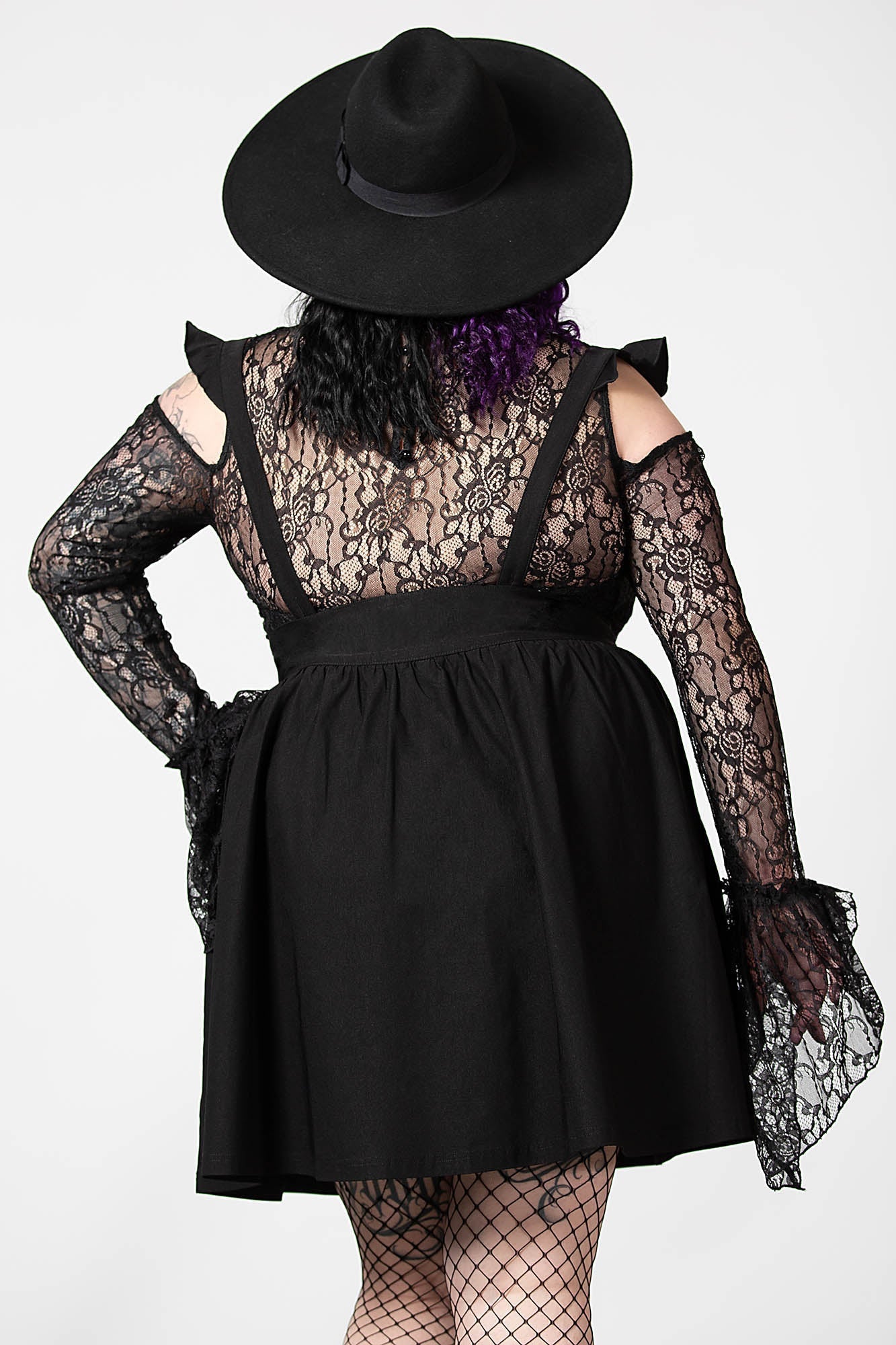Killstar Yuna Black Suspender Skirt with Ruffled Straps
