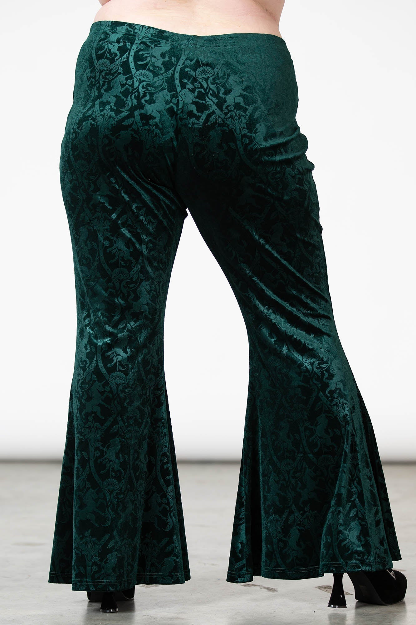 Killstar Dark Dynasty Velvet Flare Pants - Emerald