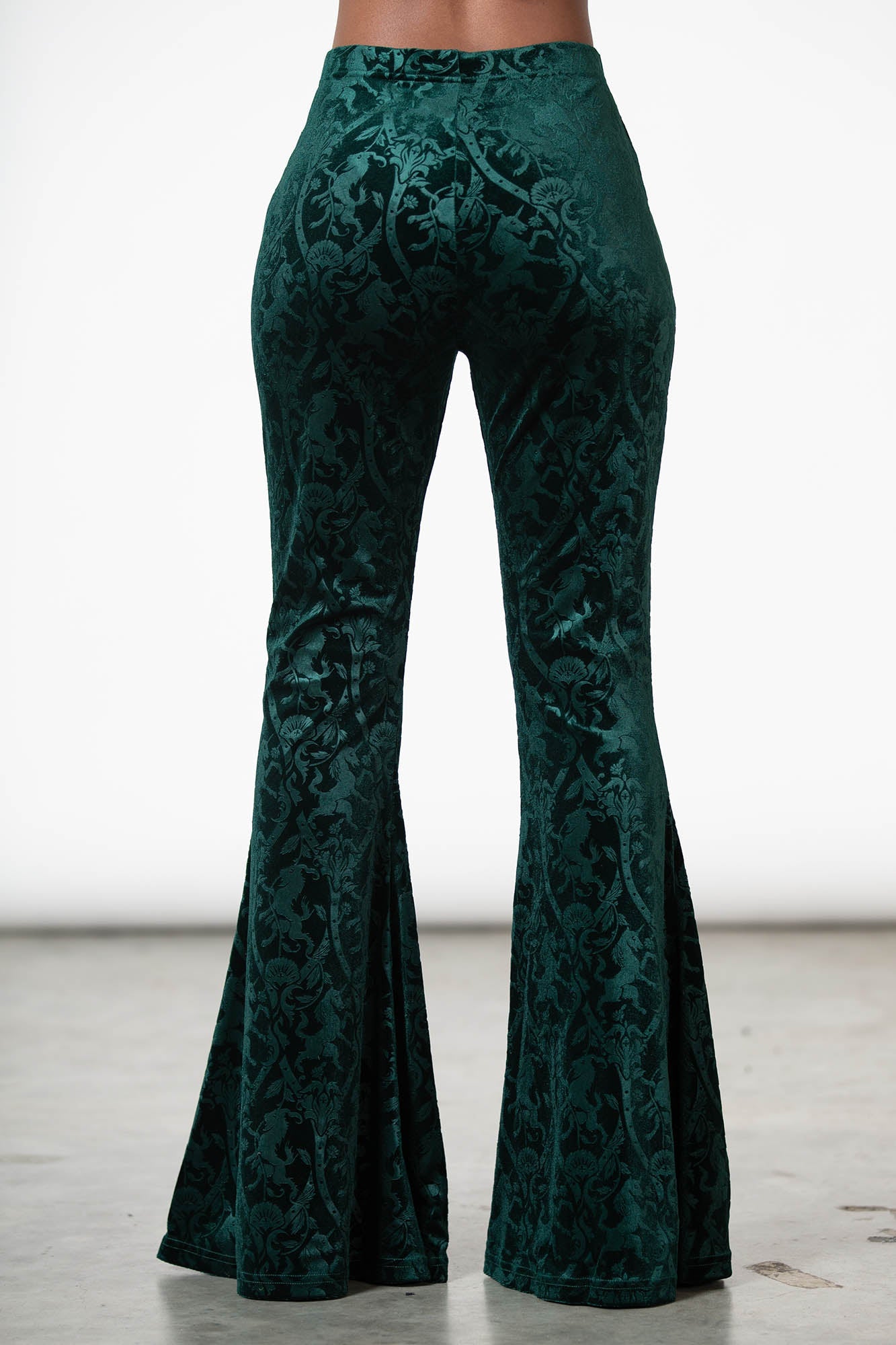 Killstar Dark Dynasty Velvet Flare Pants - Emerald