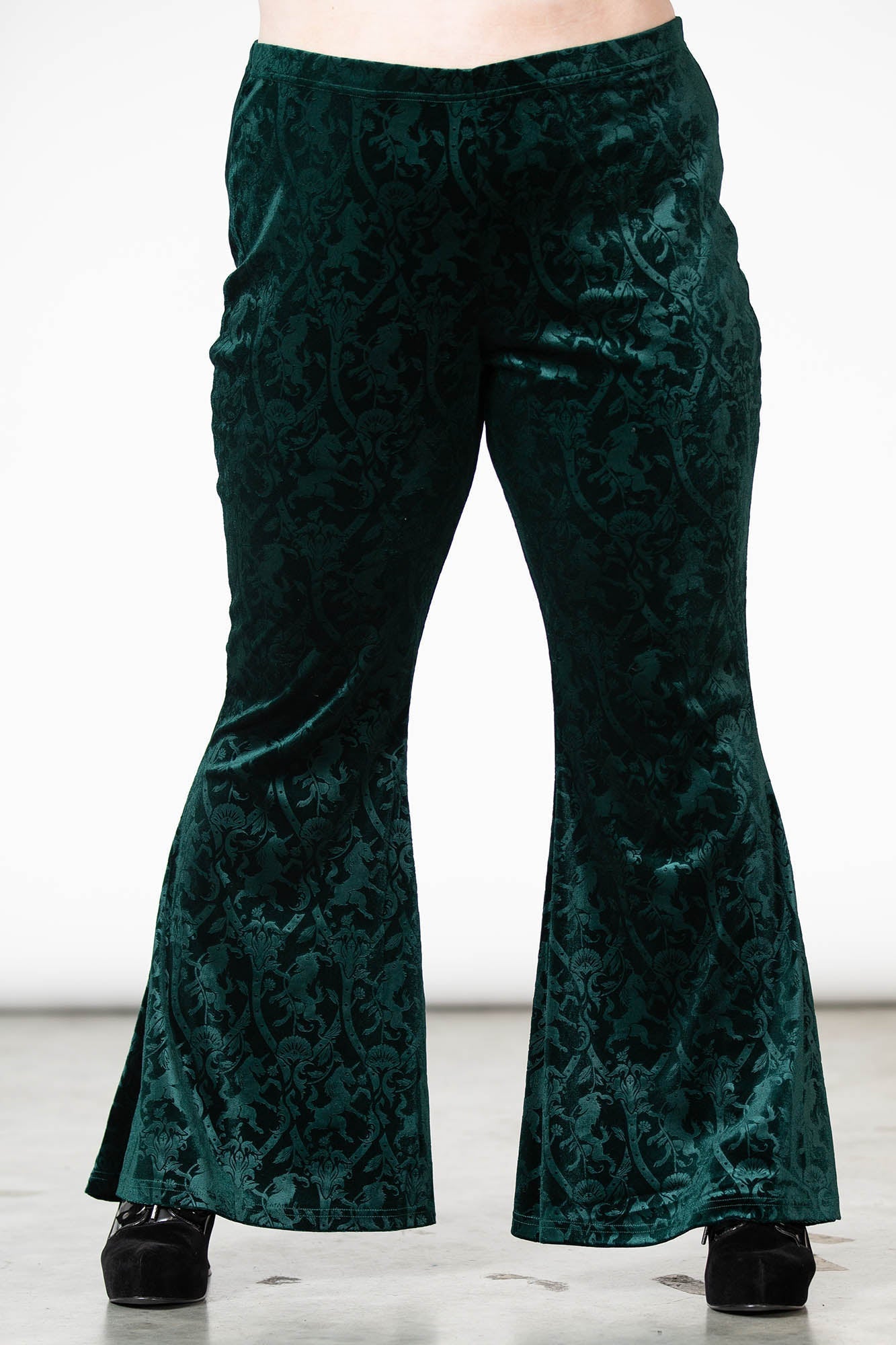 Killstar Dark Dynasty Velvet Flare Pants - Emerald