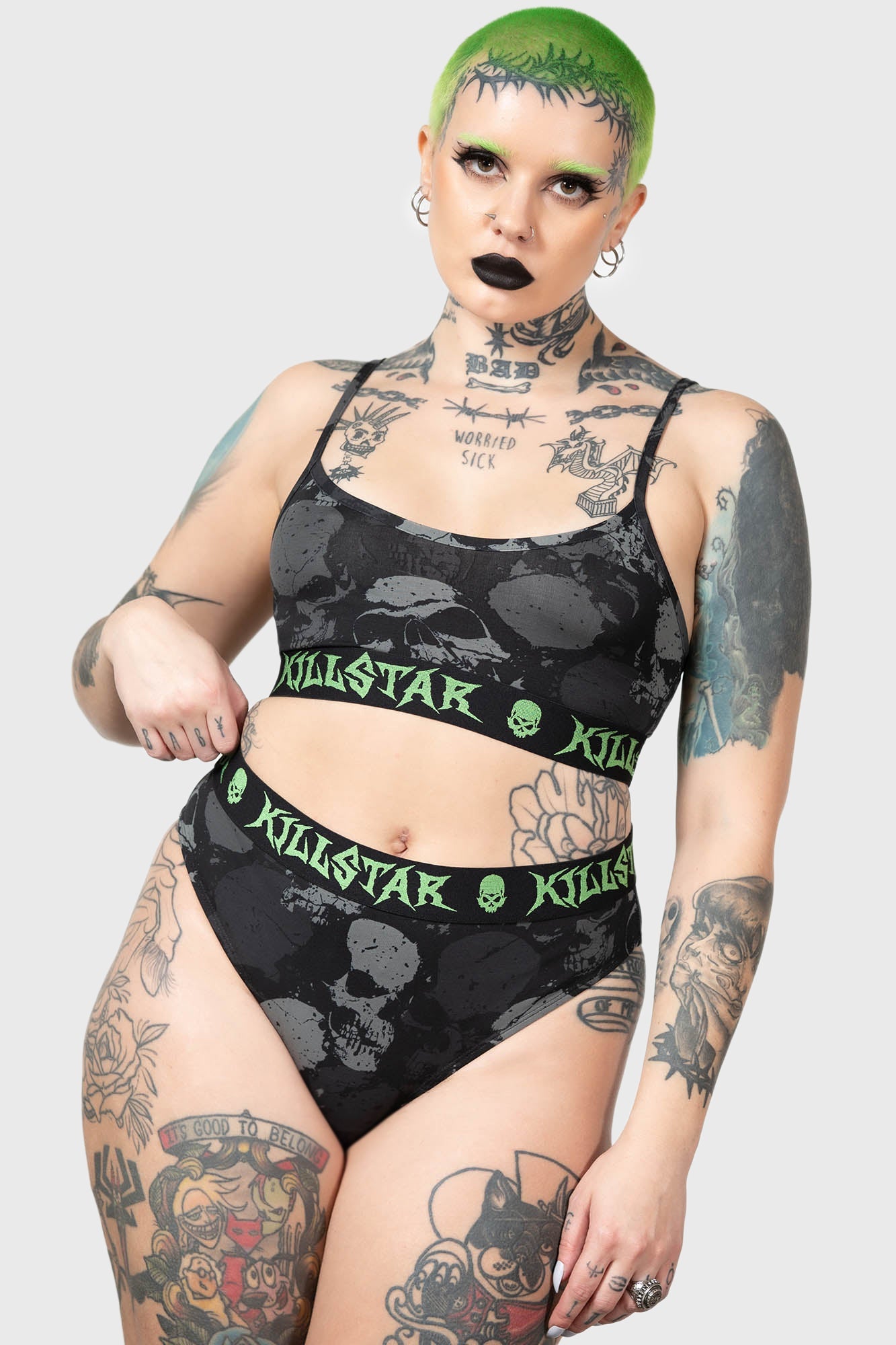 Killstar Tzompantli Cotton Bikini Panties - Gothic Design