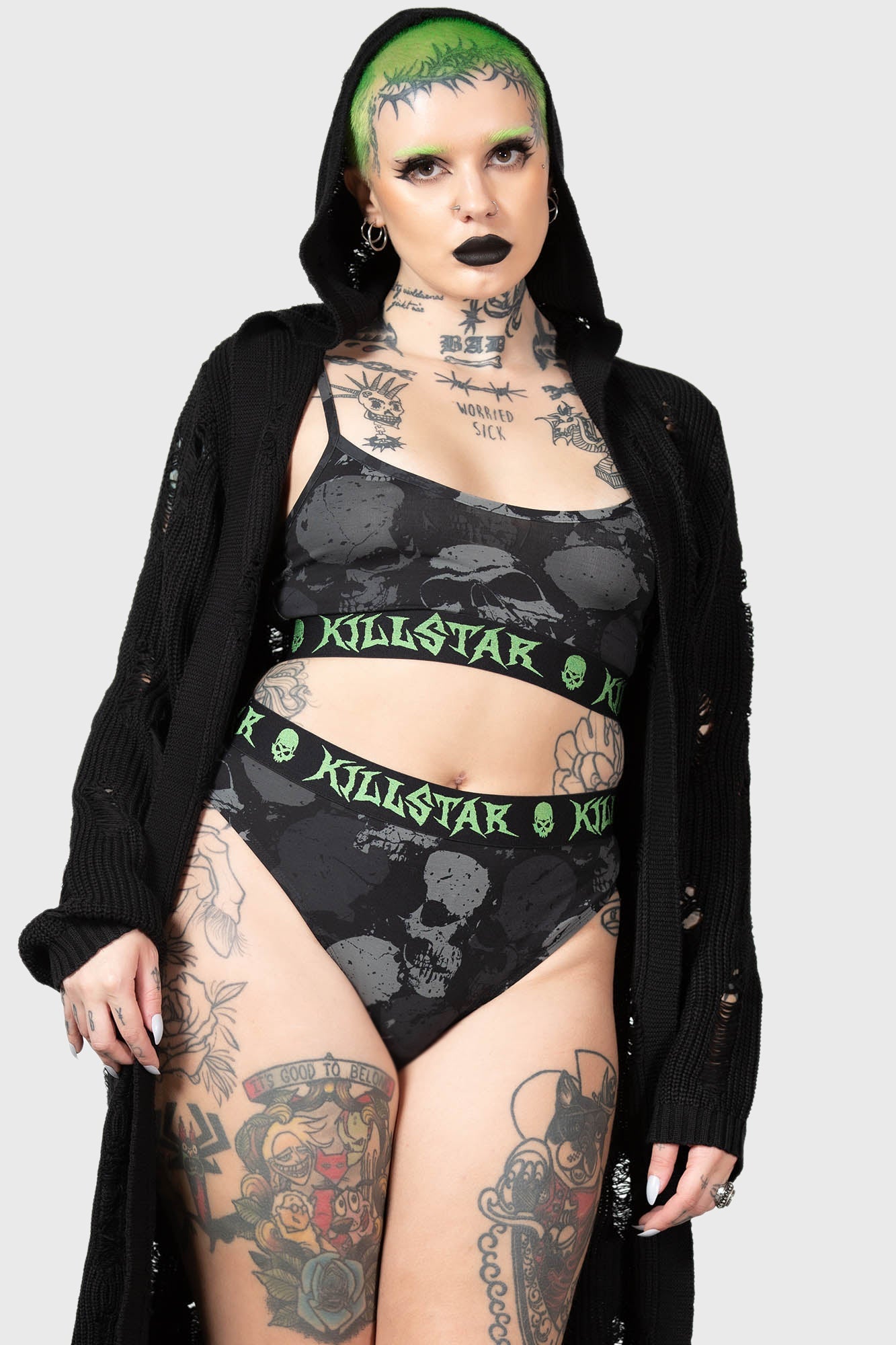 Killstar Tzompantli Cotton Bikini Panties - Gothic Design
