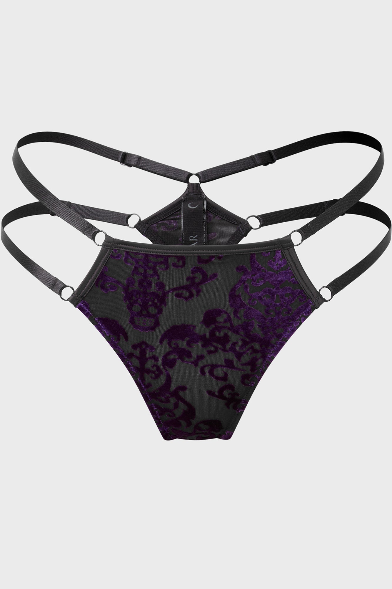 Killstar Fang Burnout Velvet Thong Panty - Adjustable Straps