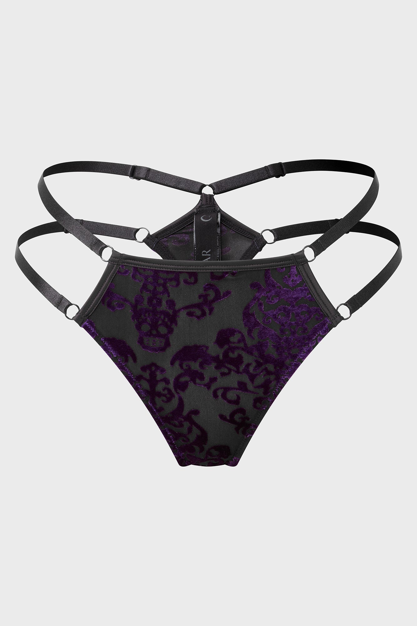 Killstar Fang Burnout Velvet Thong Panty - Adjustable Straps
