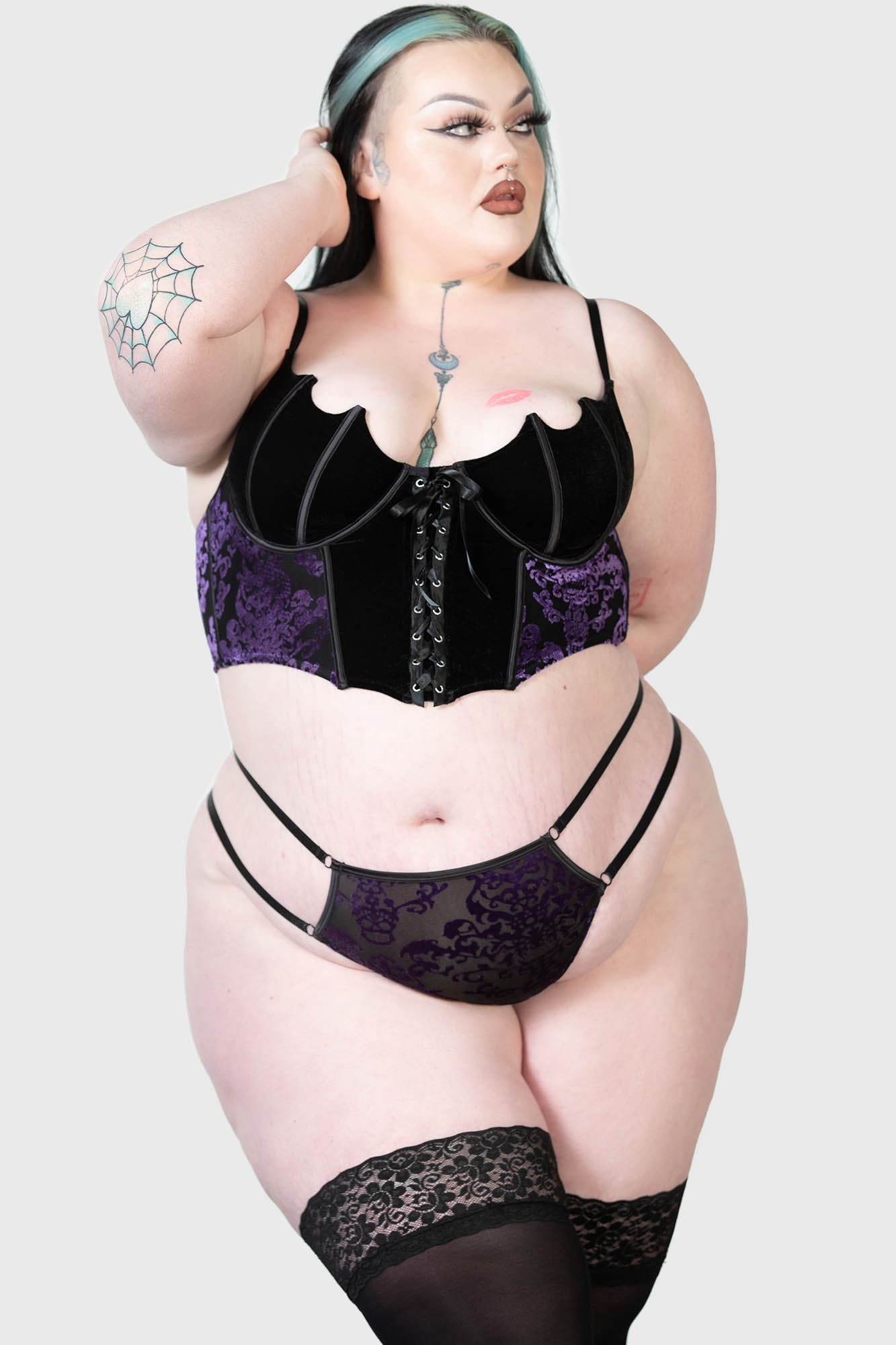 Killstar Fang Burnout Velvet Thong Panty - Adjustable Straps