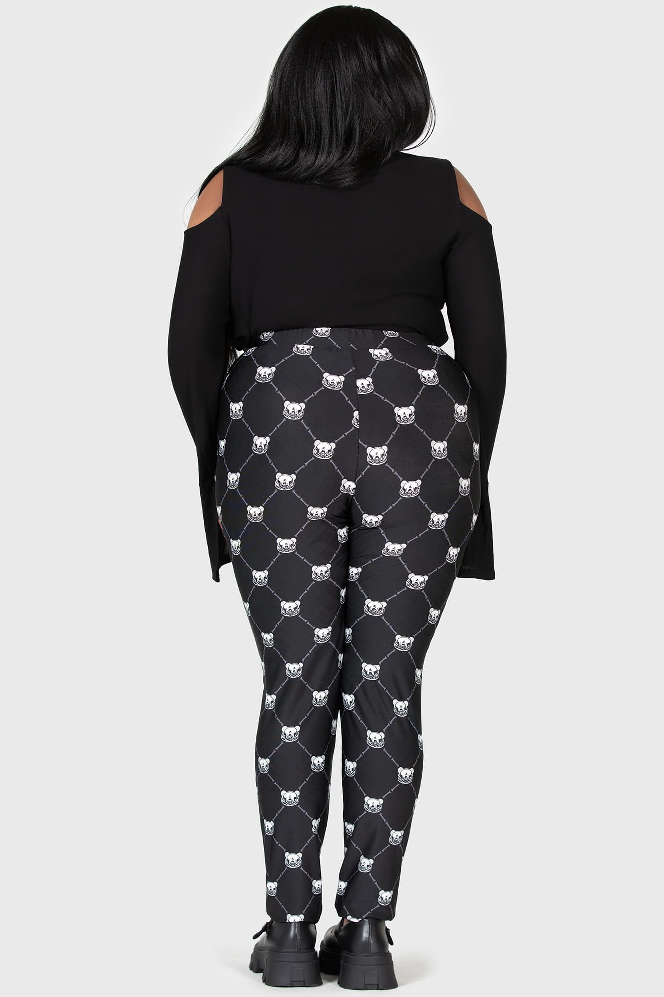 Killstar Gloomy Bear Print Leggings with Bow Details
