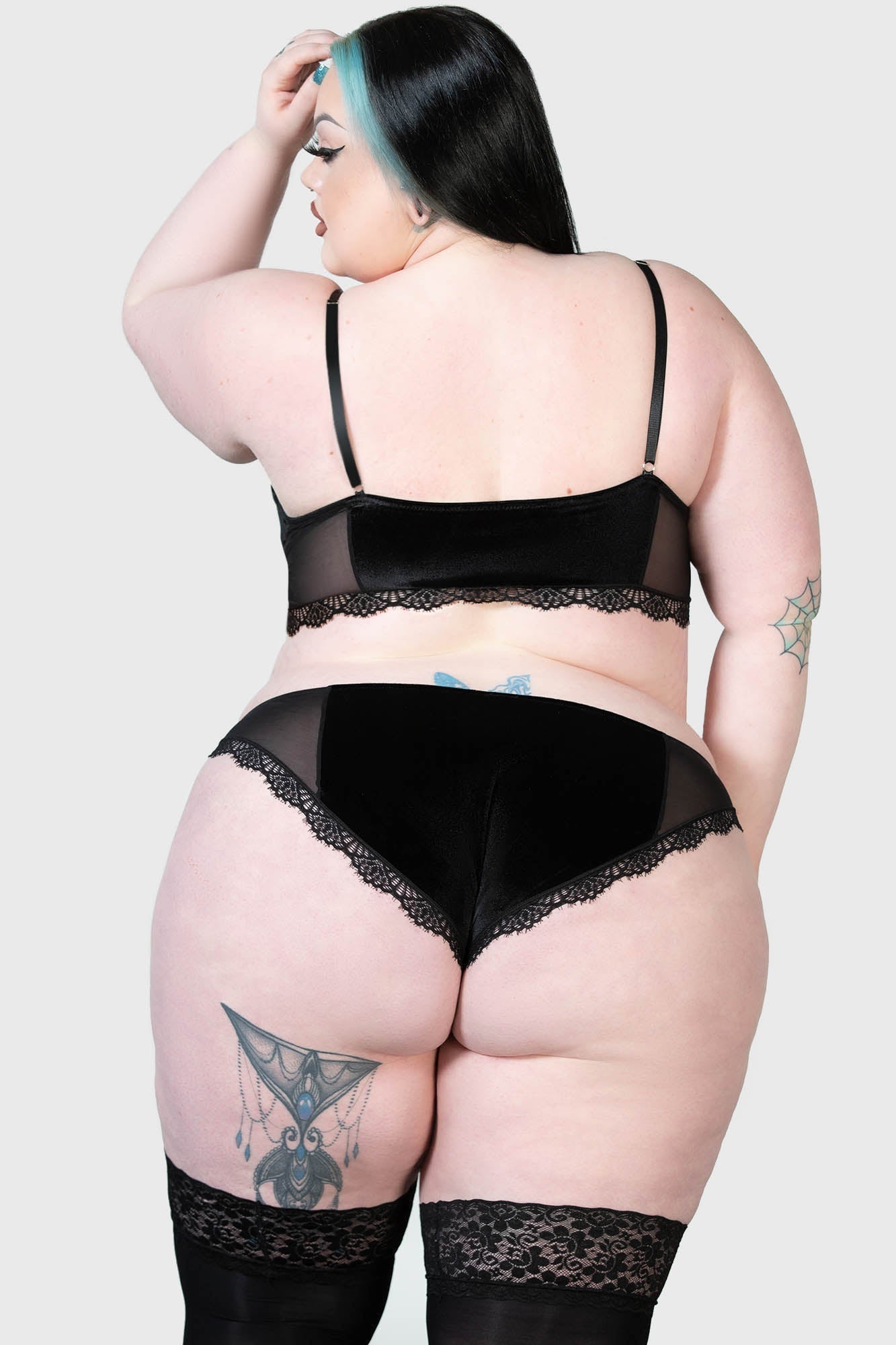Killstar Freyja Velvet Bralette with Moon Charm & Lace Trim